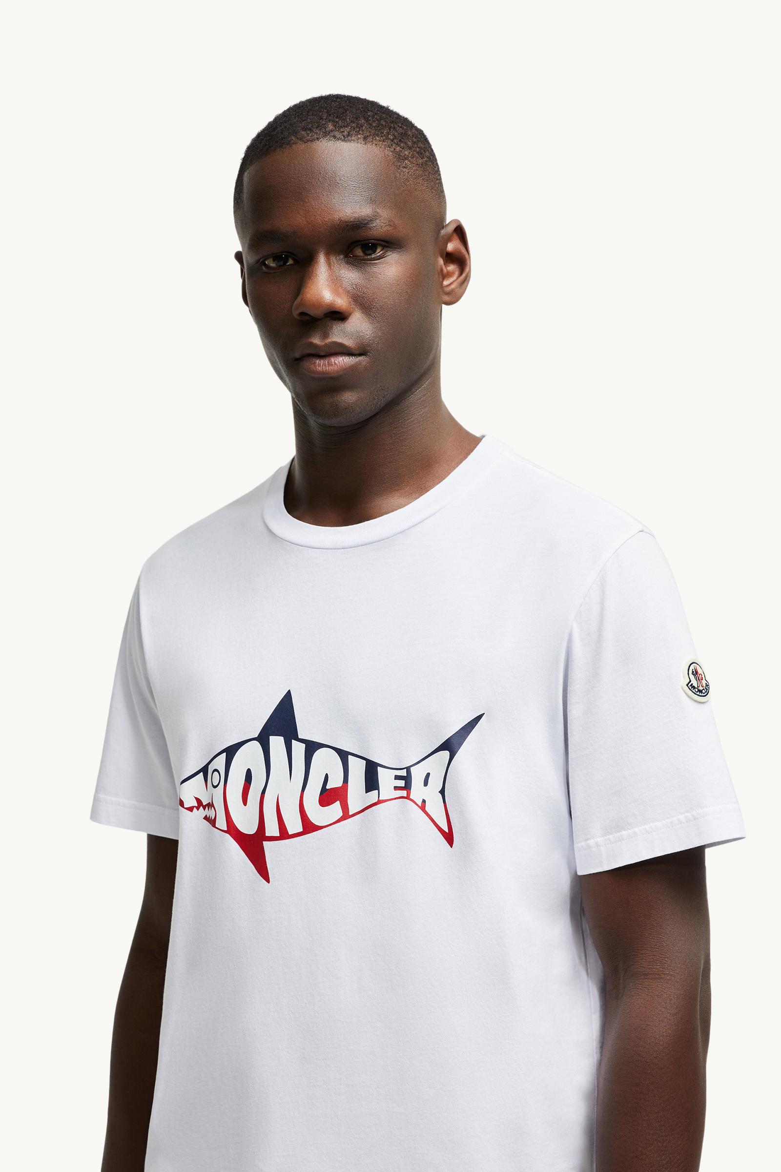 T-shirt en coton à logo requin Hommes Blanc Moncler 1