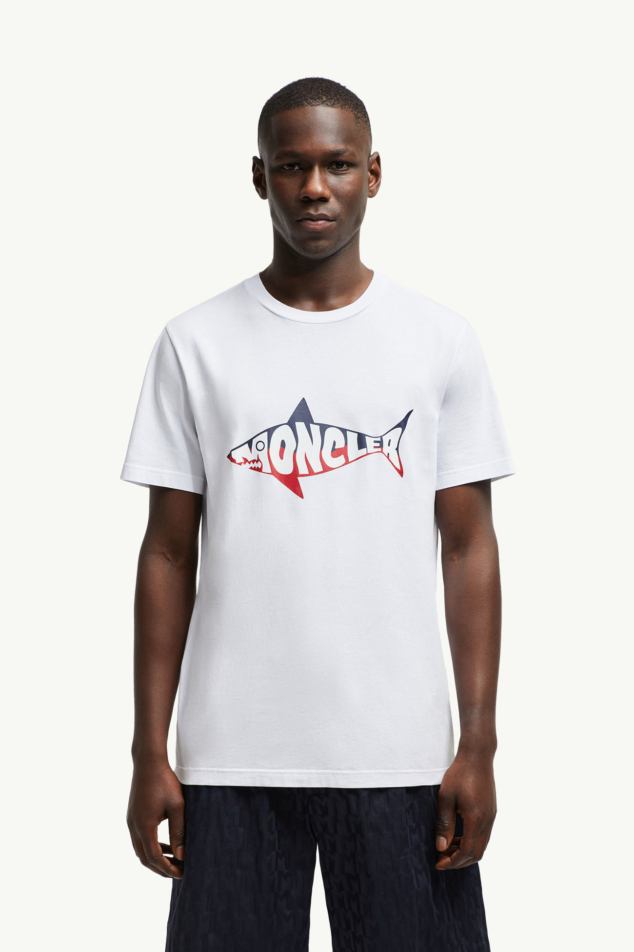 Shark Logo Cotton T-Shirt Men White Moncler 3