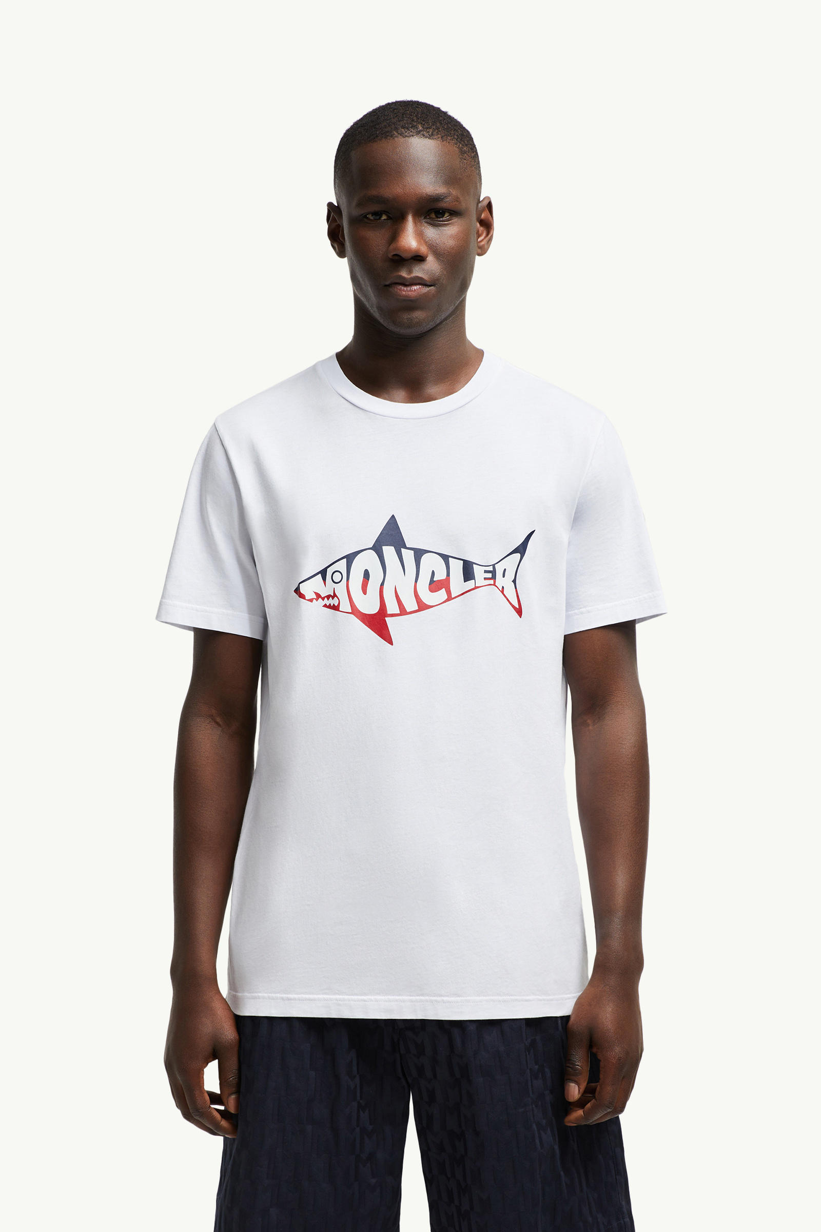T-shirt en coton à logo requin Hommes Blanc Moncler 3