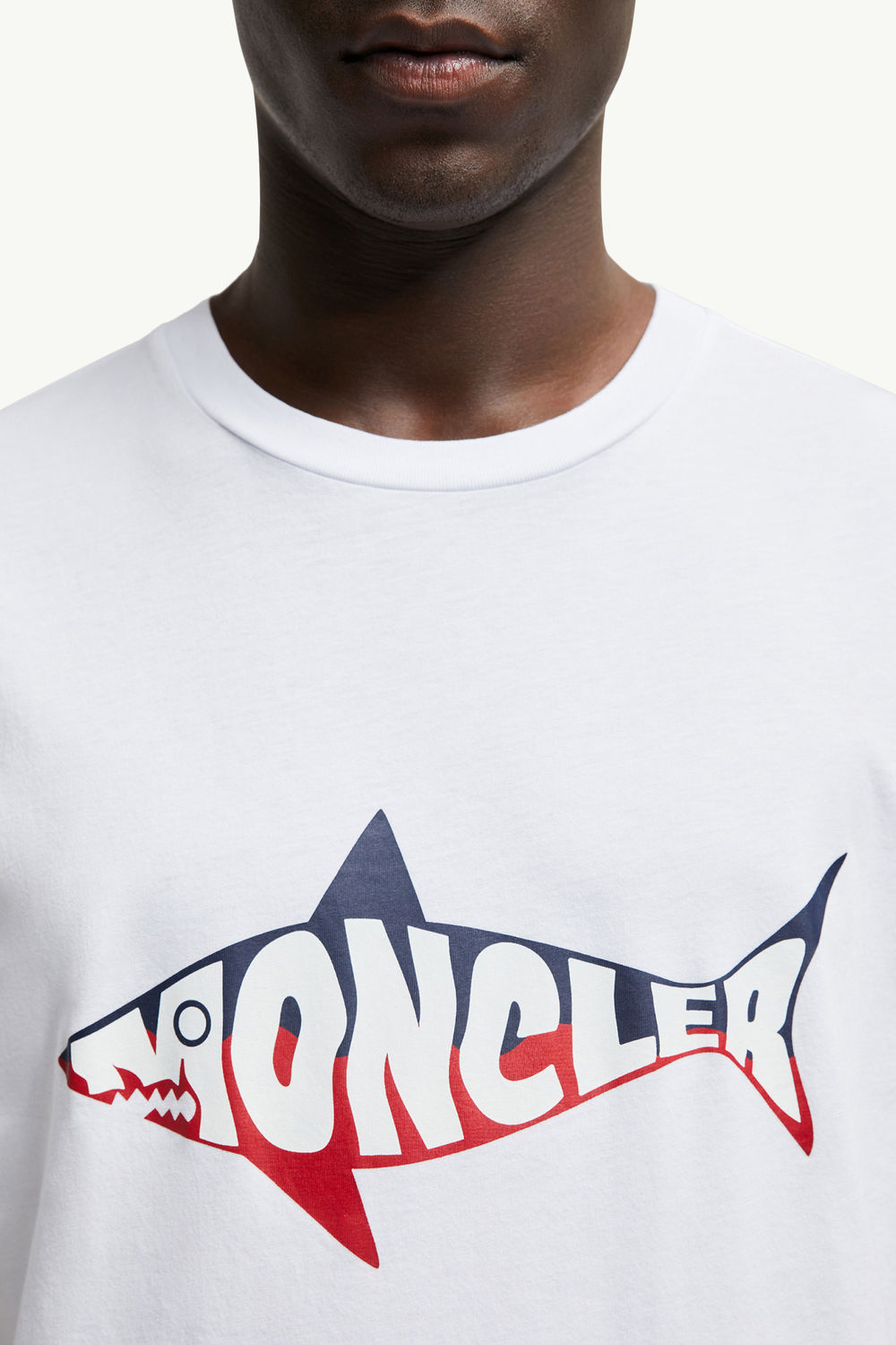 Shark Logo Cotton T-Shirt Men White Moncler 5