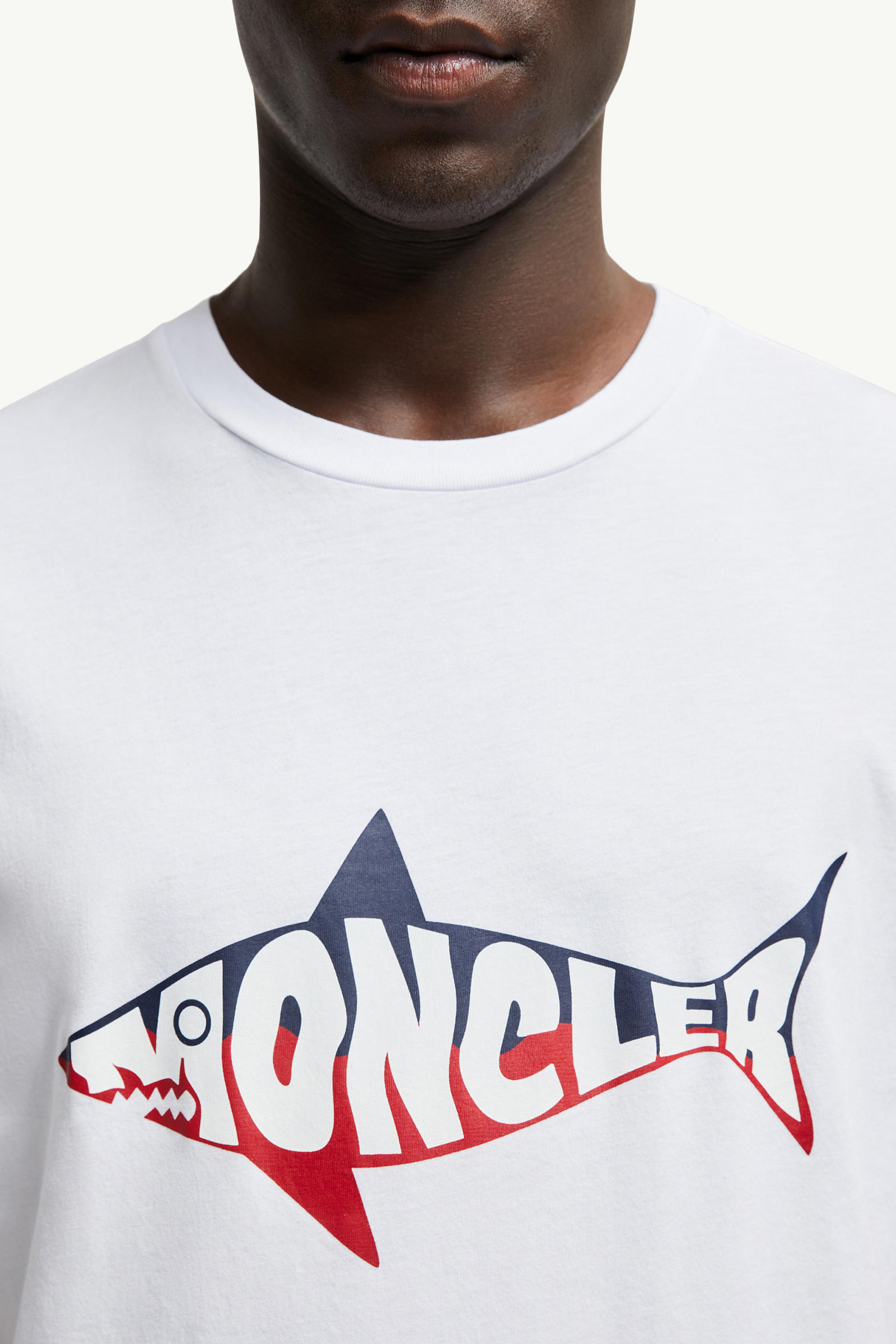 T-shirt en coton à logo requin Hommes Blanc Moncler 5