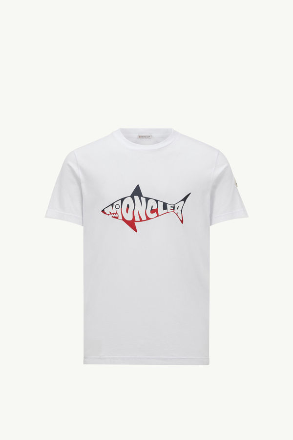 Shark Logo Cotton T-Shirt Men White Moncler 2