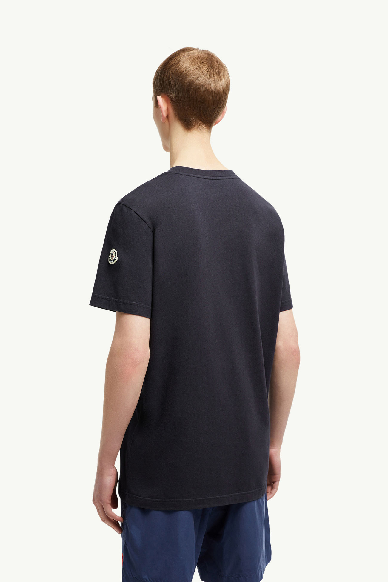 Shark Logo Cotton T-Shirt Men Dark Blue Moncler 4