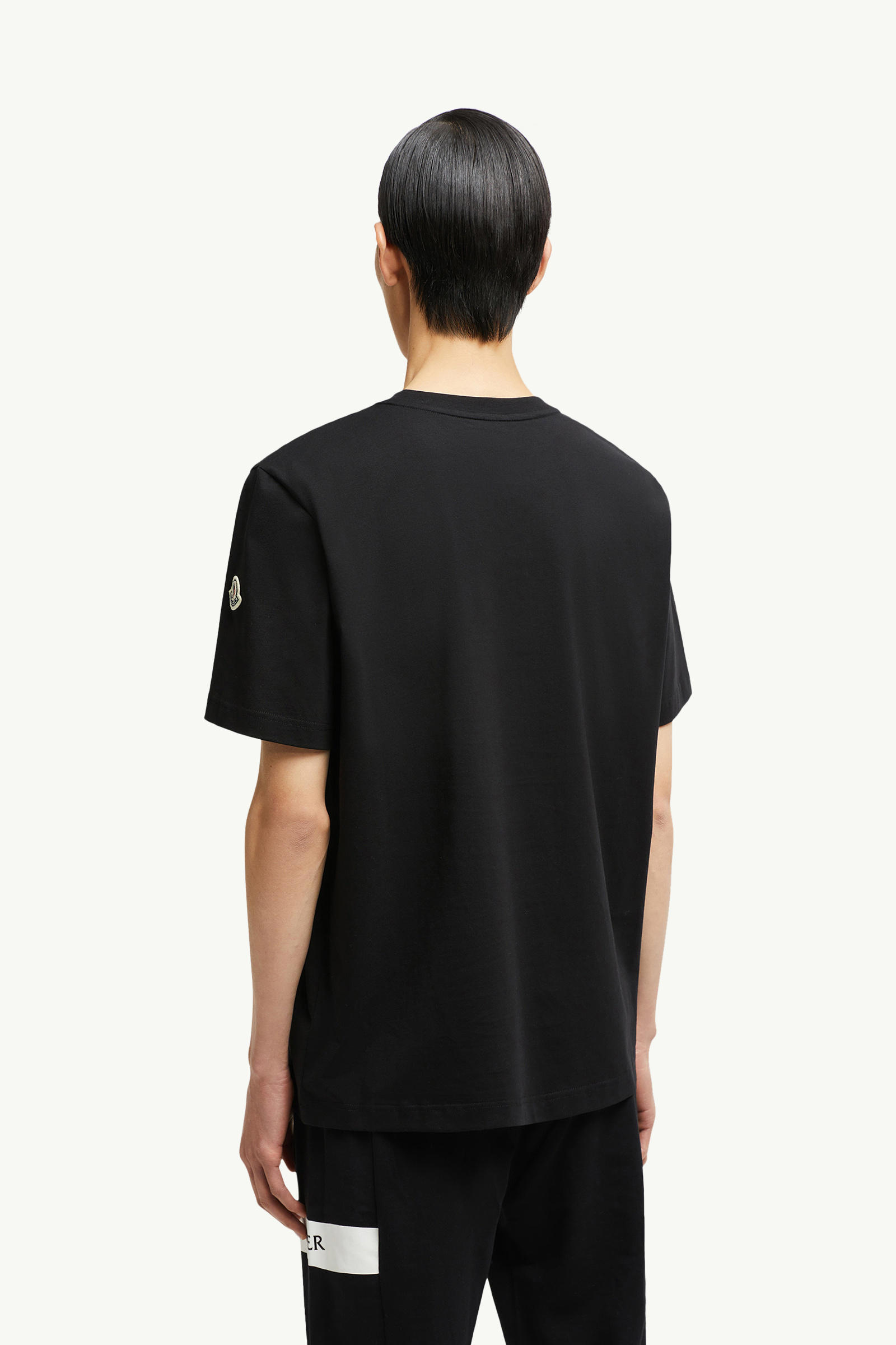 Rubberised Logo Cotton T-Shirt Men Black Moncler 4
