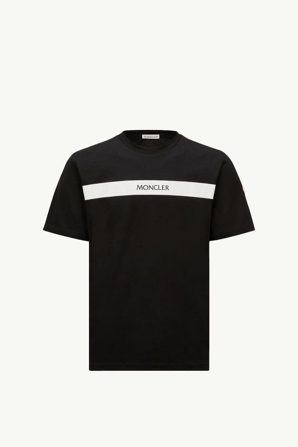 T-shirt en coton à logo caoutchouté Hommes Noir Moncler 2