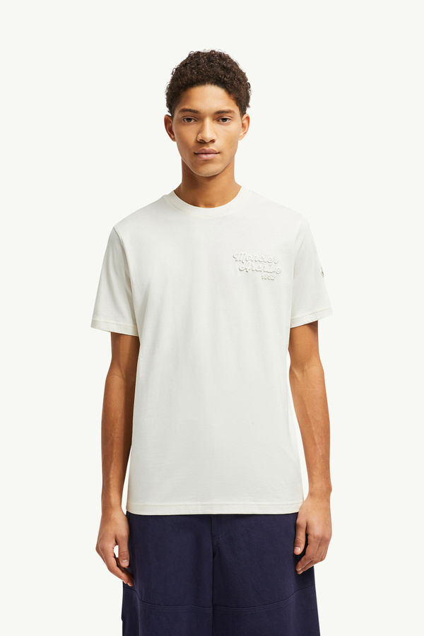 T-Shirt aus Baumwolle mit gesticktem Logo Herren Weiß Moncler 3