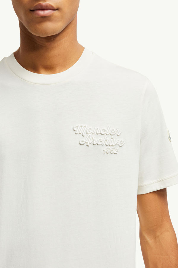 Embroidered Logo Cotton T-Shirt Men White Moncler 5
