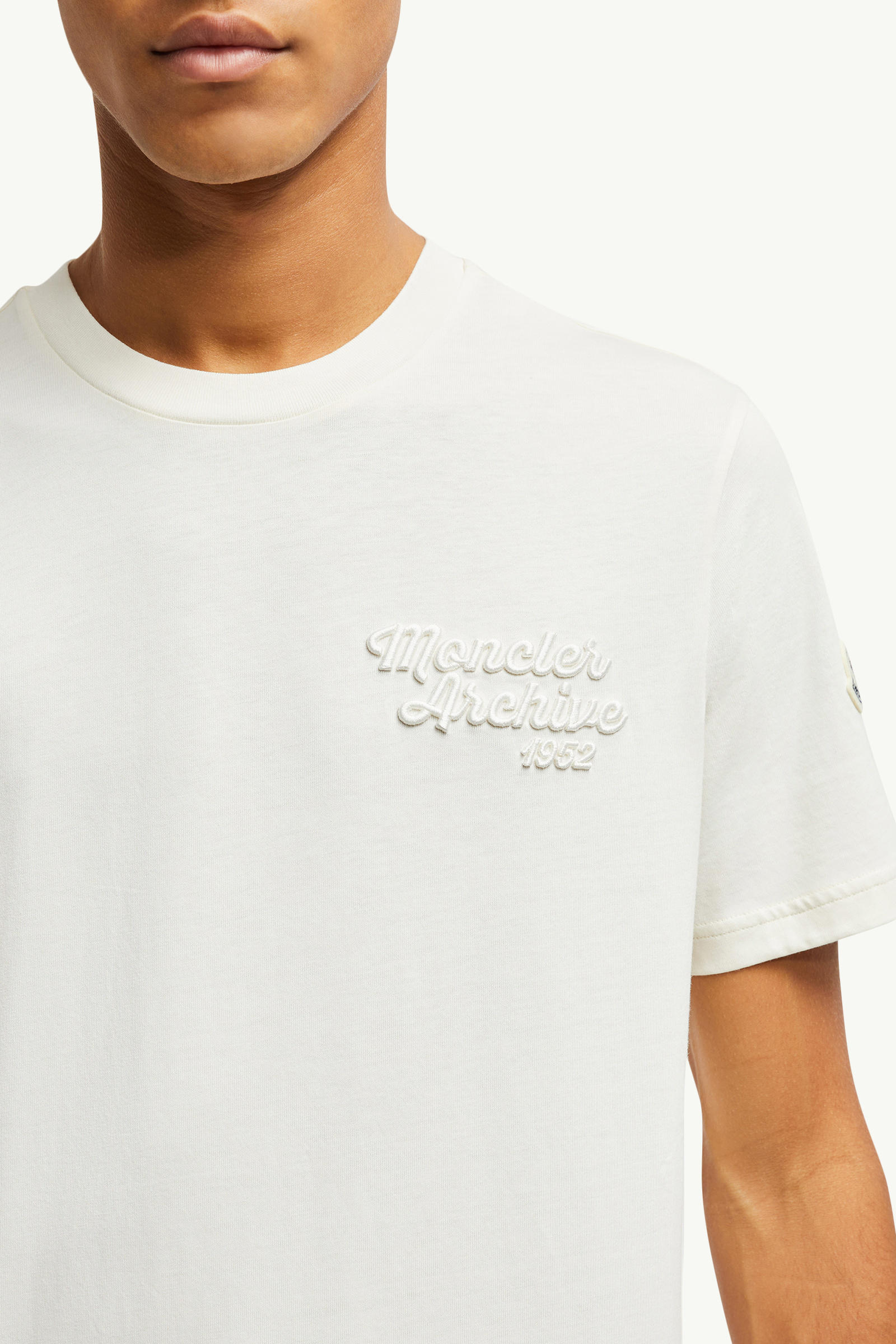 Embroidered Logo Cotton T-Shirt Men White Moncler 5