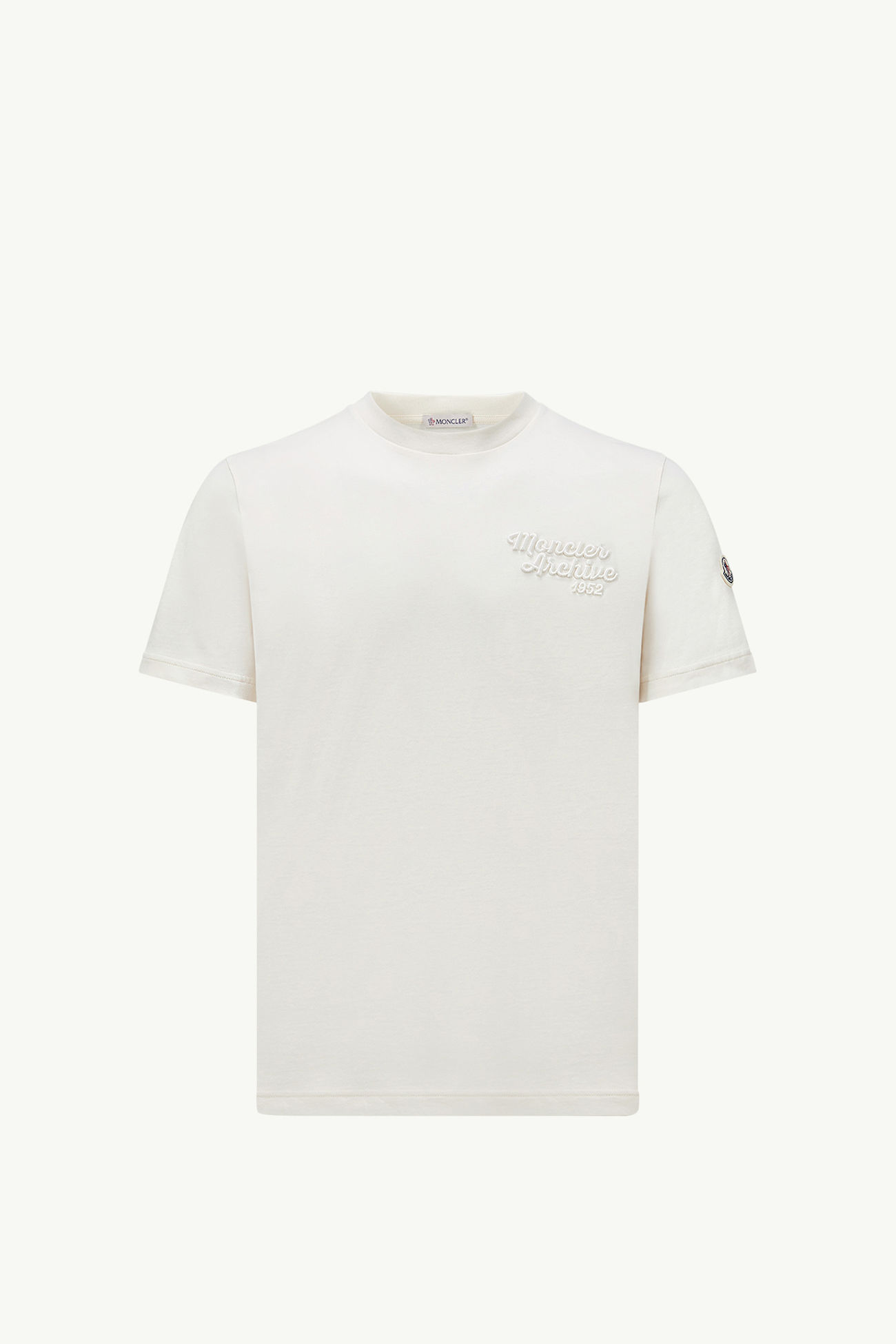 Camiseta de algodón con logotipo bordado Hombre Blanco Moncler 2