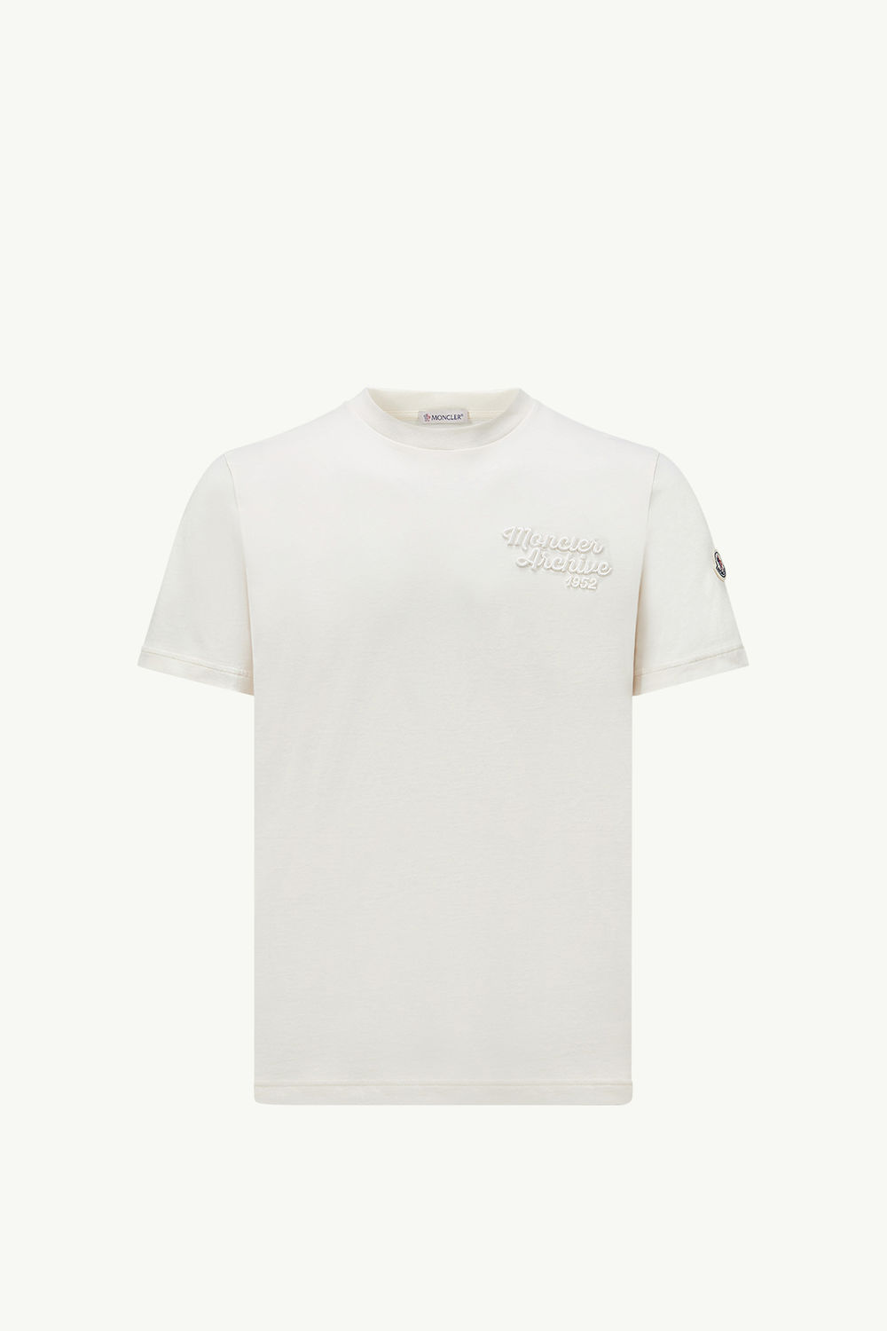 Embroidered Logo Cotton T-Shirt Men White Moncler 2