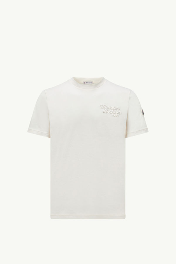 Embroidered Logo Cotton T-Shirt Men White Moncler 2