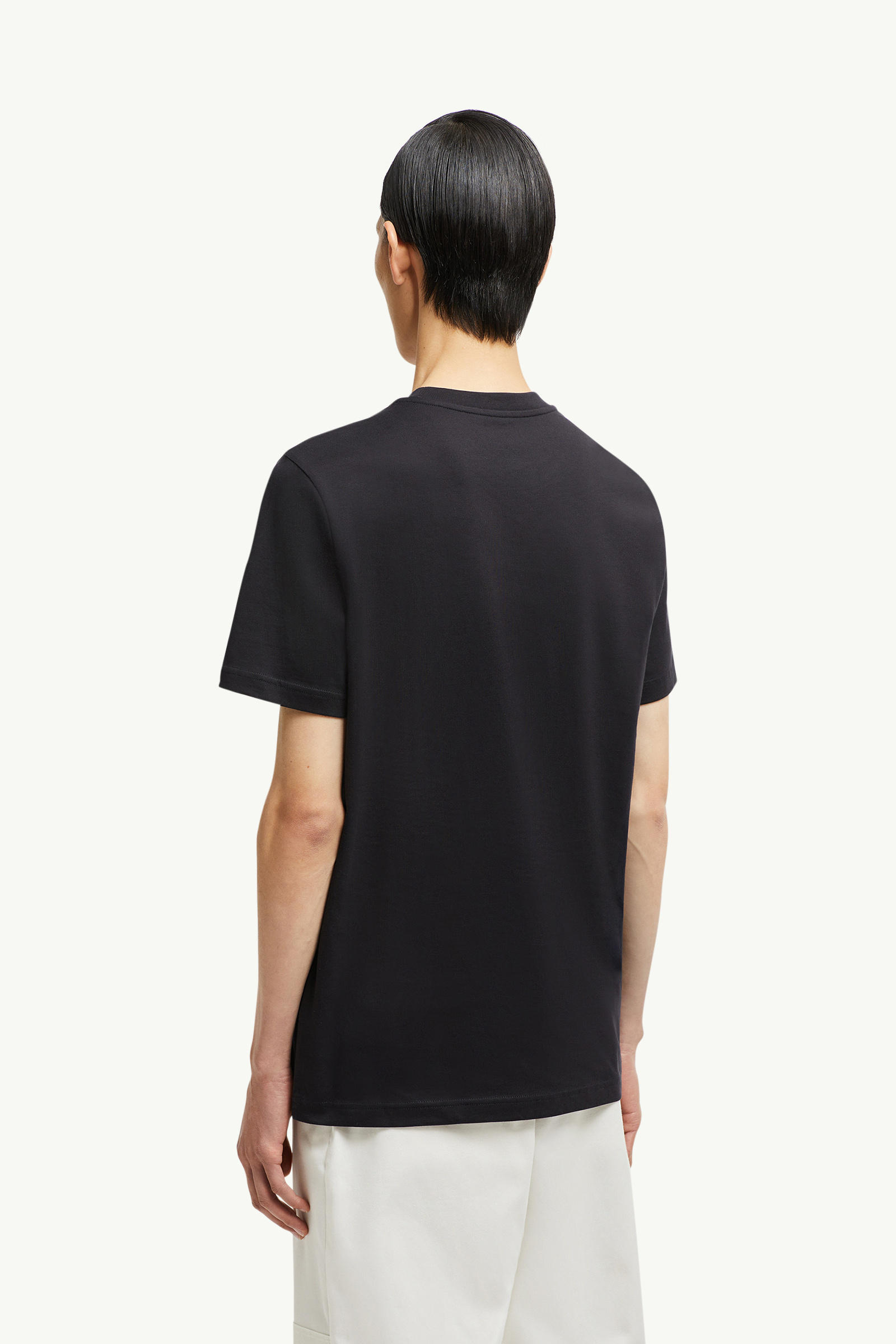 T-Shirt aus Baumwolle mit gesticktem Logo Herren Navyblau Moncler 4
