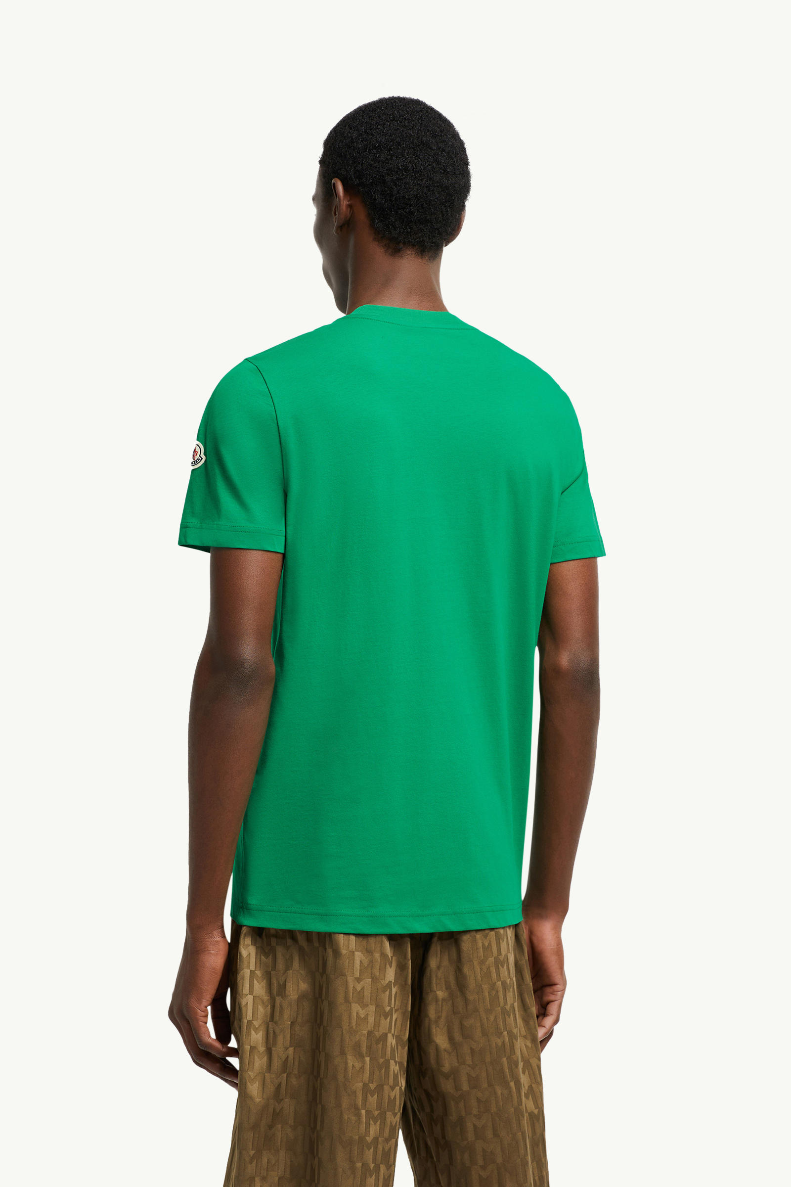 Embroidered Logo Cotton T-Shirt Men Bright Green Moncler 4