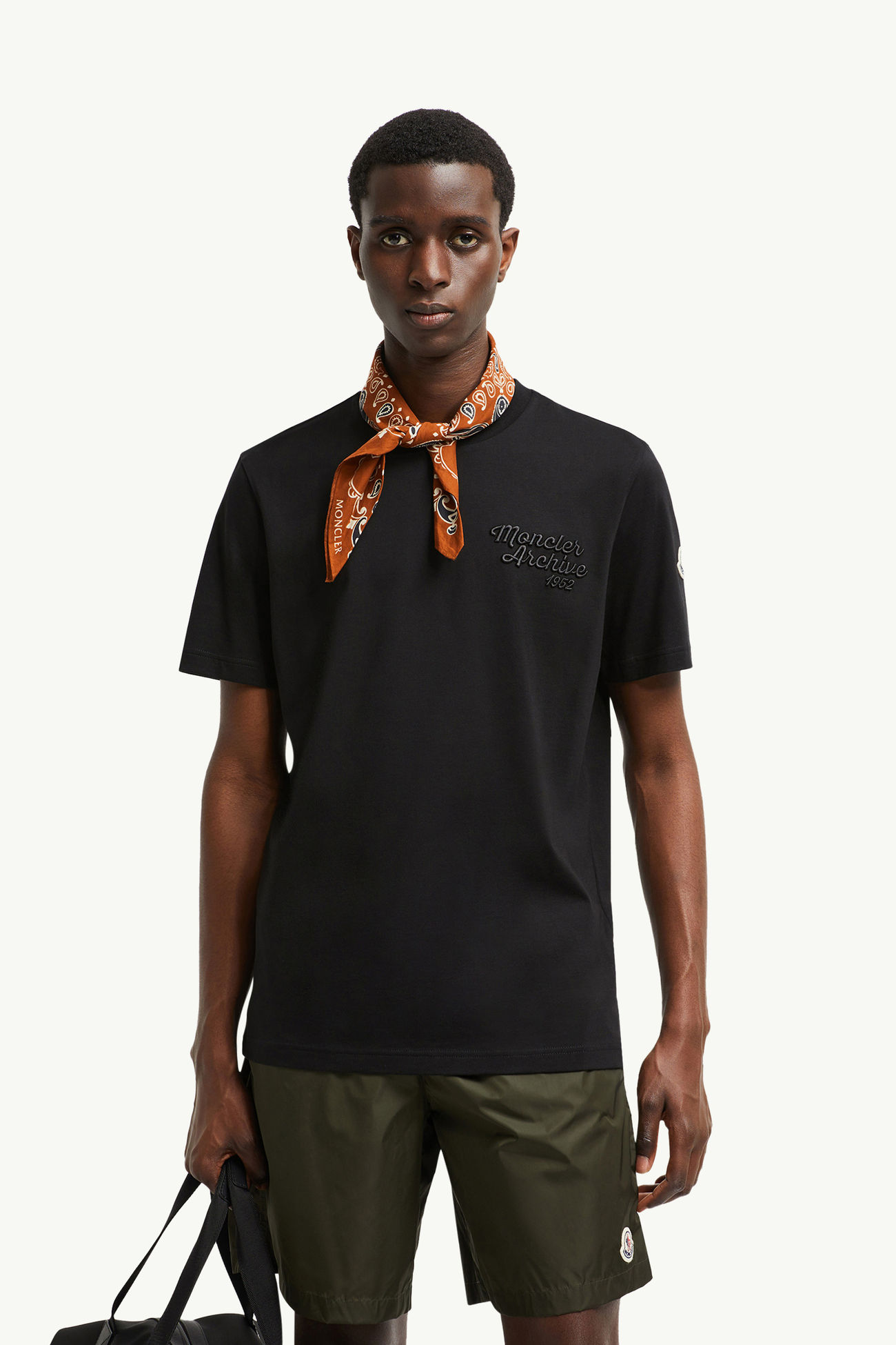 刺繡標誌棉質T恤 男士 黑色 Moncler 0