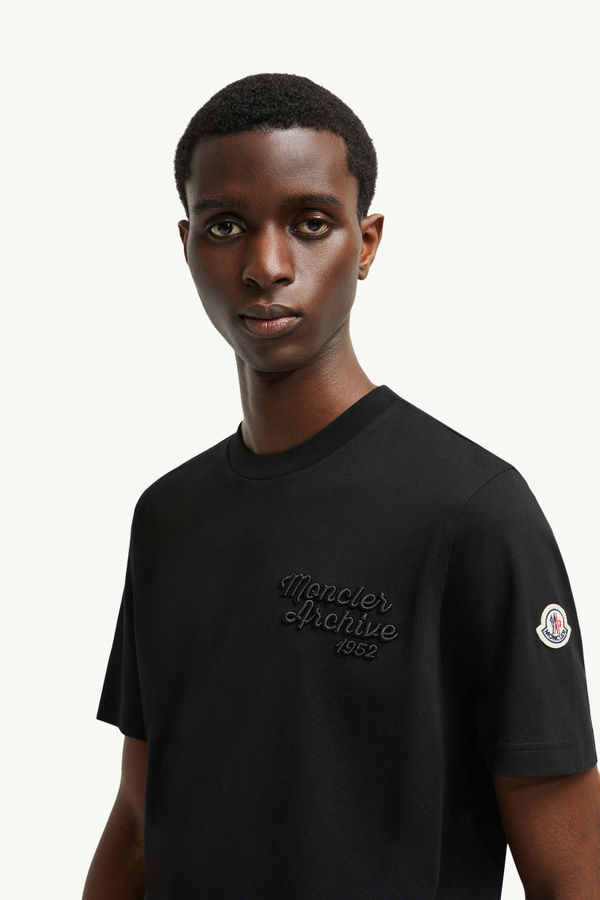 T-Shirt aus Baumwolle mit gesticktem Logo Herren Schwarz Moncler 1
