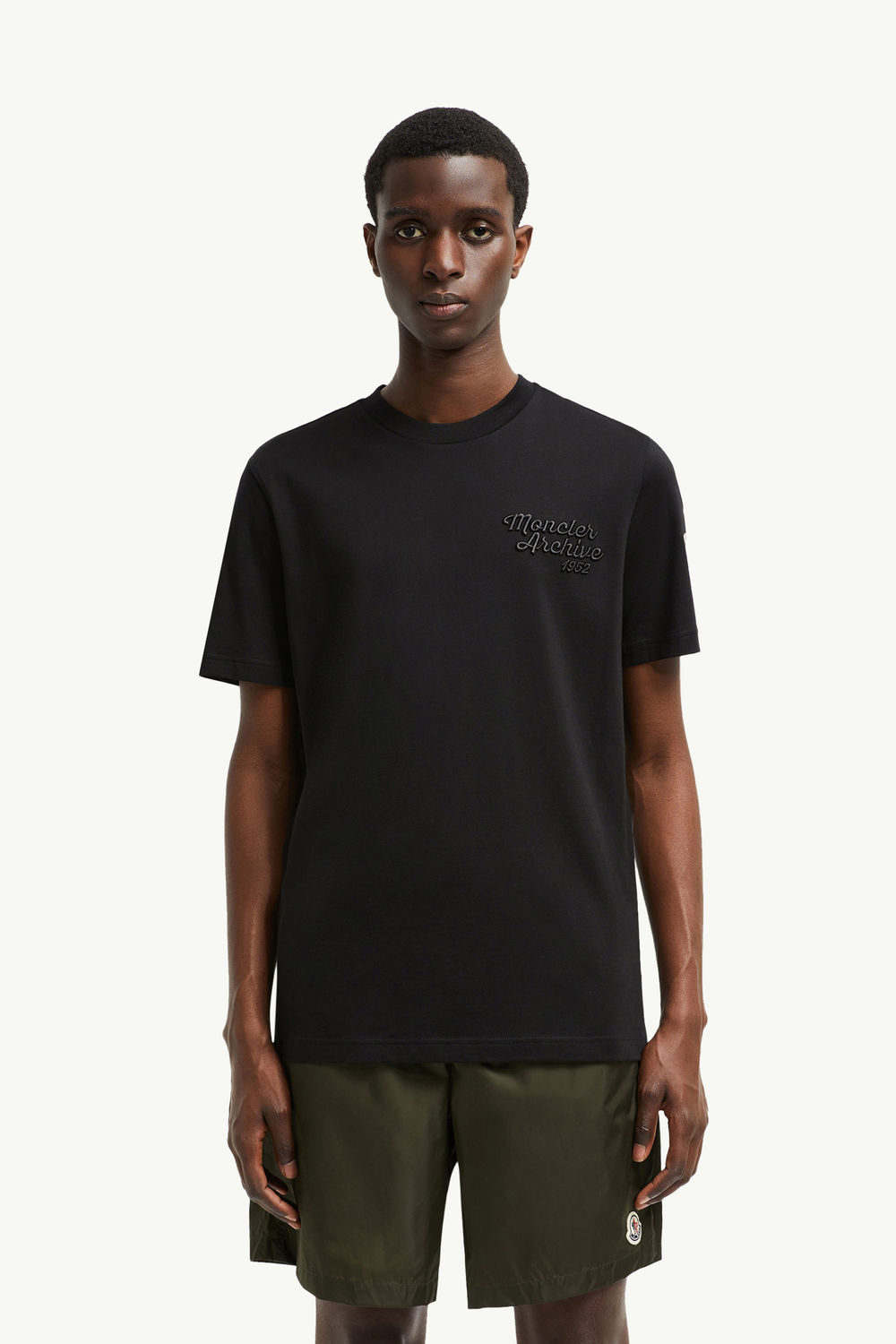 T-Shirt aus Baumwolle mit gesticktem Logo Herren Schwarz Moncler 3