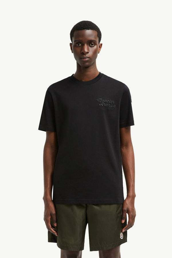 T-Shirt aus Baumwolle mit gesticktem Logo Herren Schwarz Moncler 3