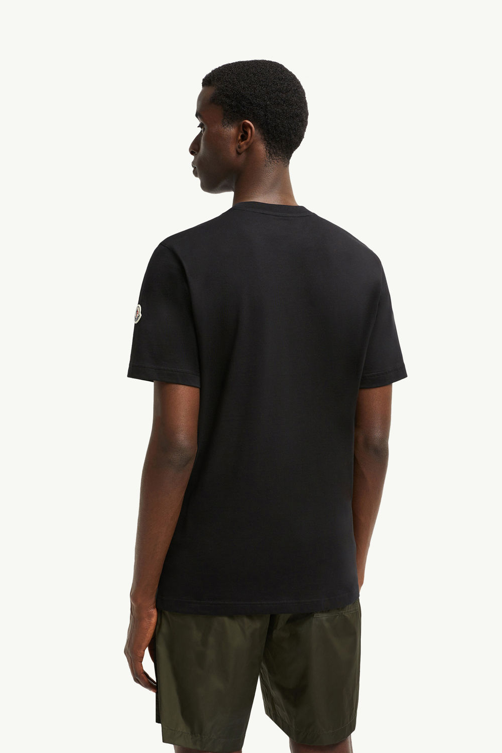 T-Shirt aus Baumwolle mit gesticktem Logo Herren Schwarz Moncler 4
