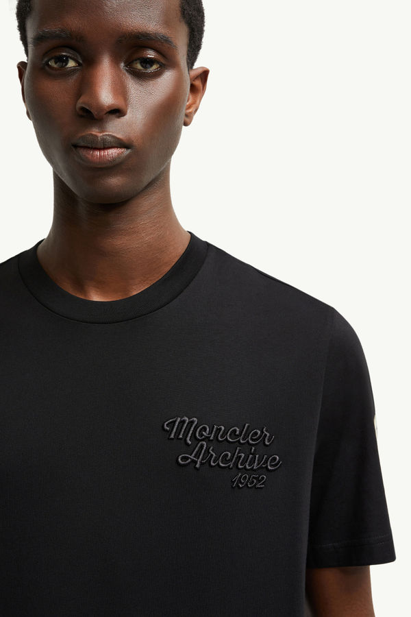 T-Shirt aus Baumwolle mit gesticktem Logo Herren Schwarz Moncler 5