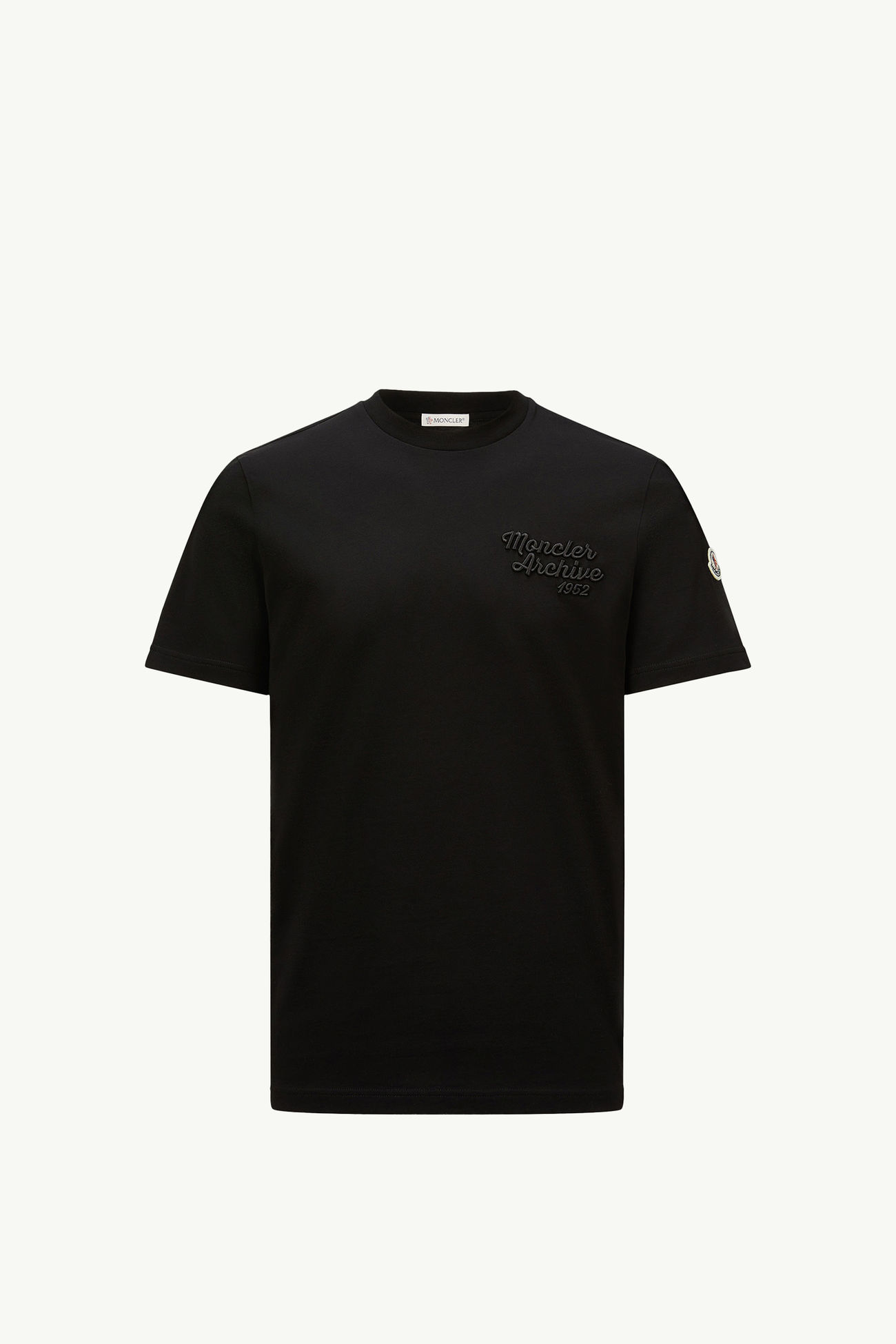 Camiseta de algodón con logotipo bordado Hombre Negro Moncler 2