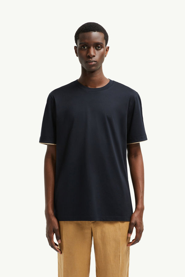 Cotton T-Shirt Men Navy Blue Moncler 0
