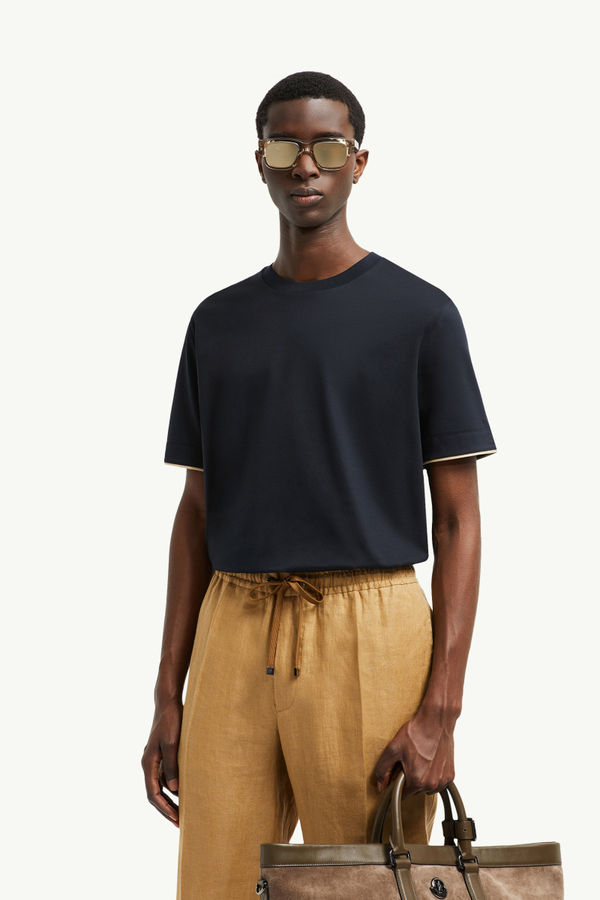 Cotton T-Shirt Men Navy Blue Moncler 3