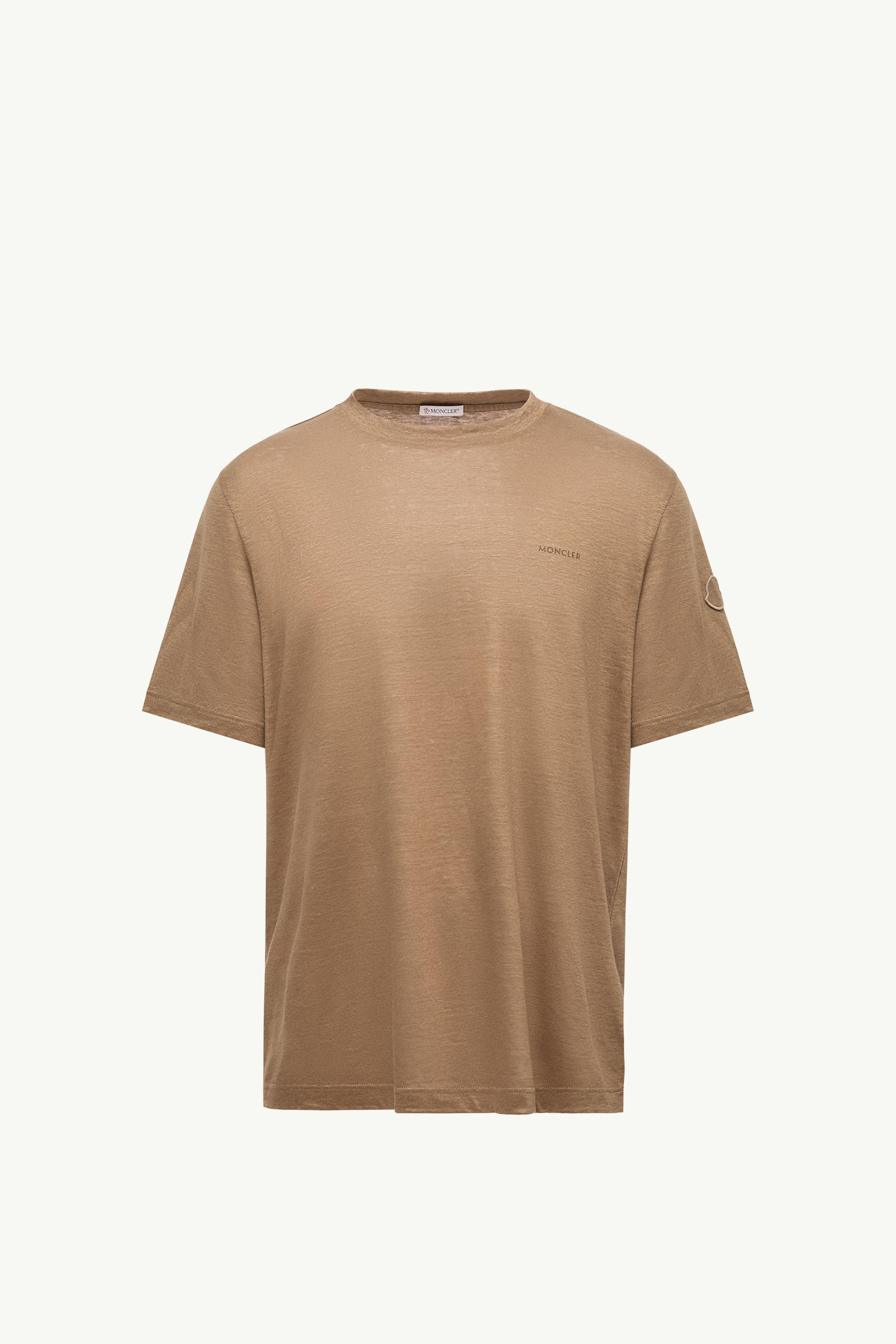 Logo Linen T-Shirt Men Ochre Yellow Moncler 2