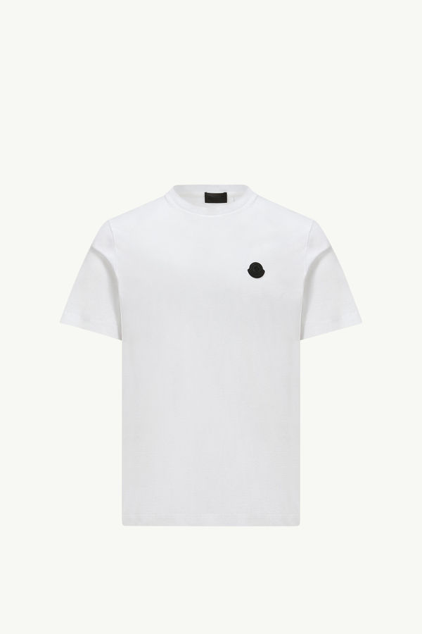 Vertical Back Logo Cotton T-Shirt Men Optical White Moncler 2