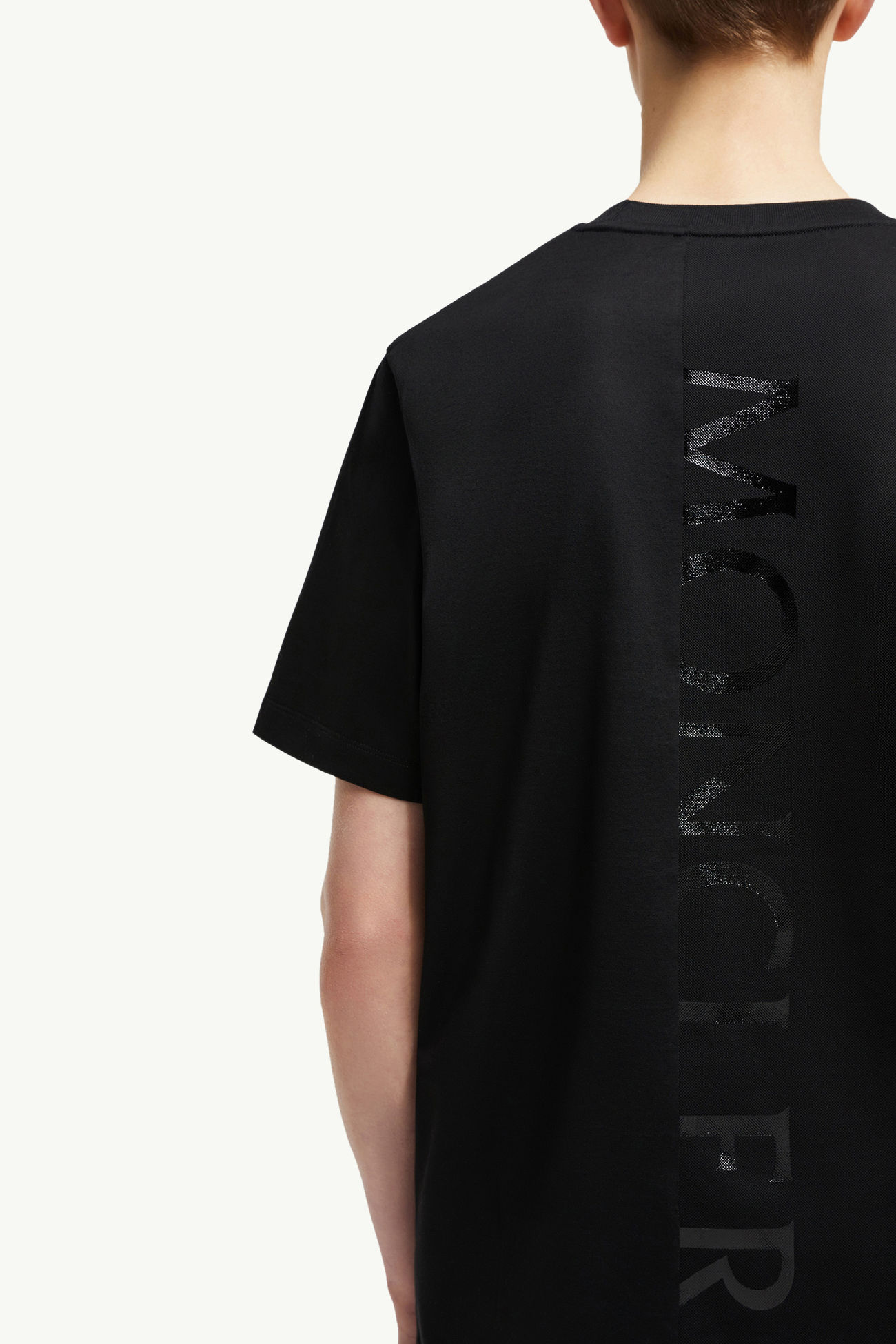 T-shirt en coton à logo vertical Hommes Noir Moncler 6