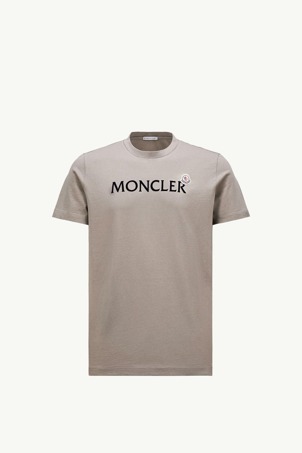 Flocked Logo Cotton T-Shirt Men Gray Moncler 2