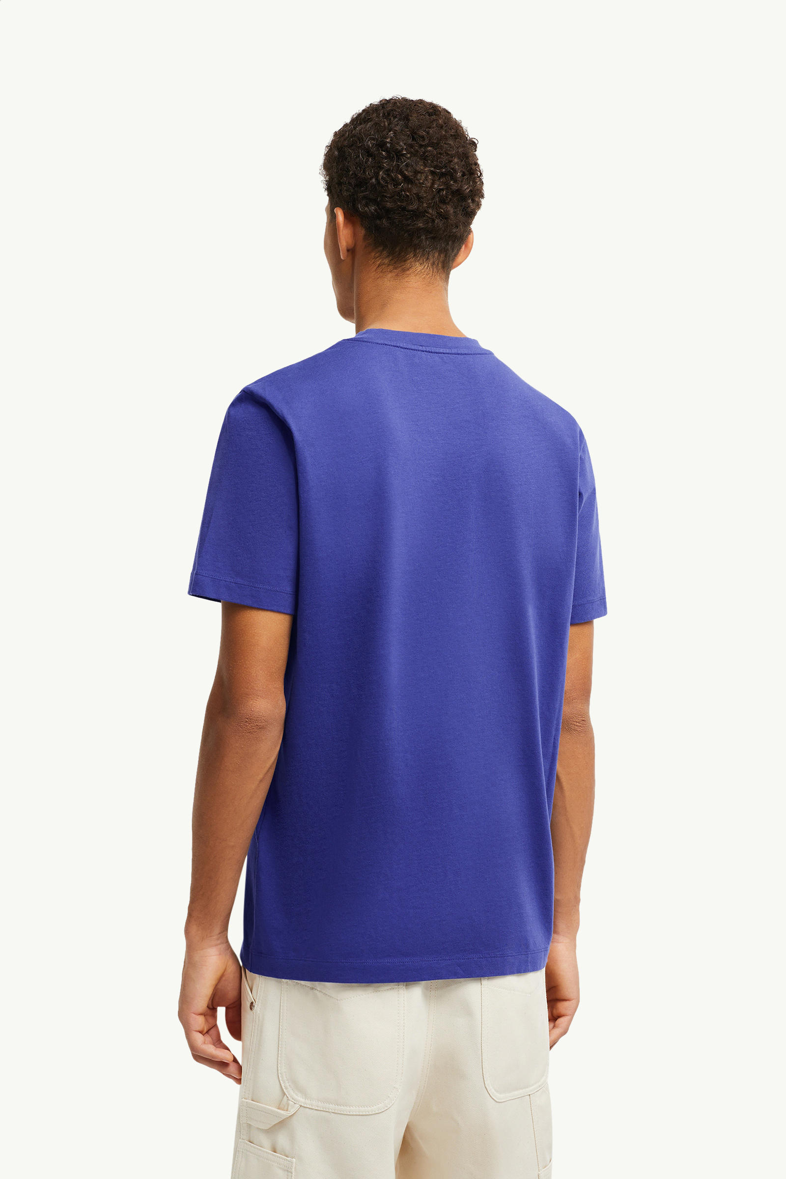 Camiseta de algodón con logotipo flocado Hombre Azul brillante Moncler 4
