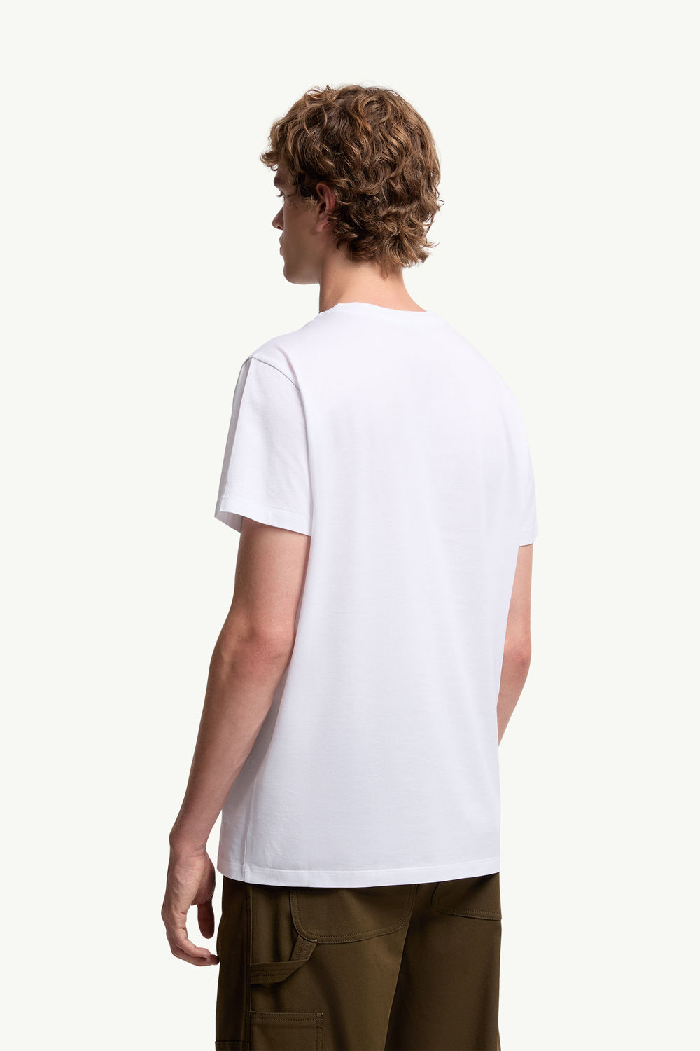 Double Logo Patch Cotton T-Shirt Men Optical White Moncler 4