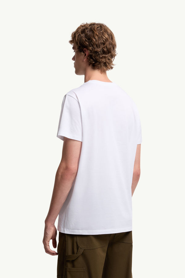 Double Logo Patch Cotton T-Shirt Men Optical White Moncler 4