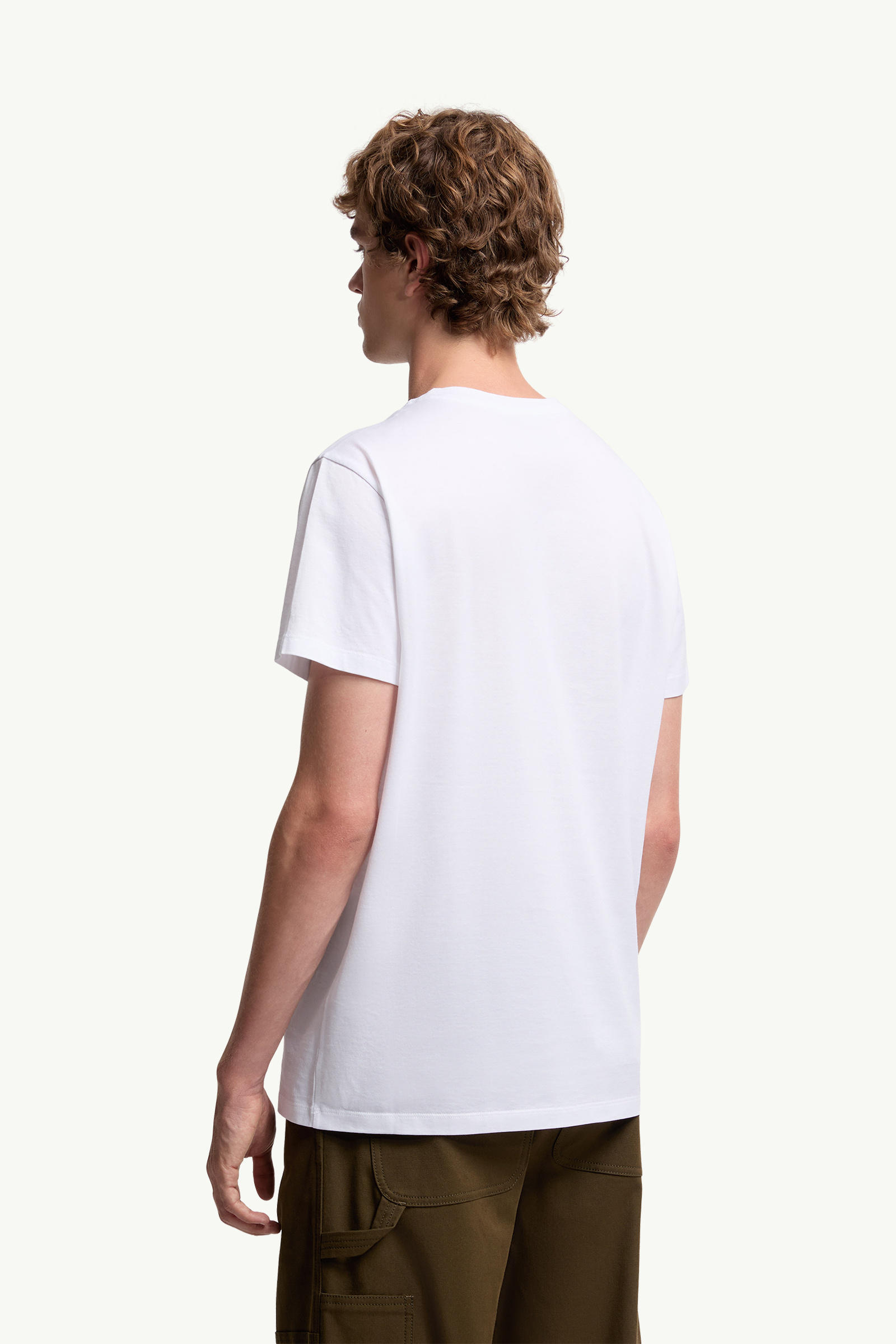 Double Logo Patch Cotton T-Shirt Men Optical White Moncler 4