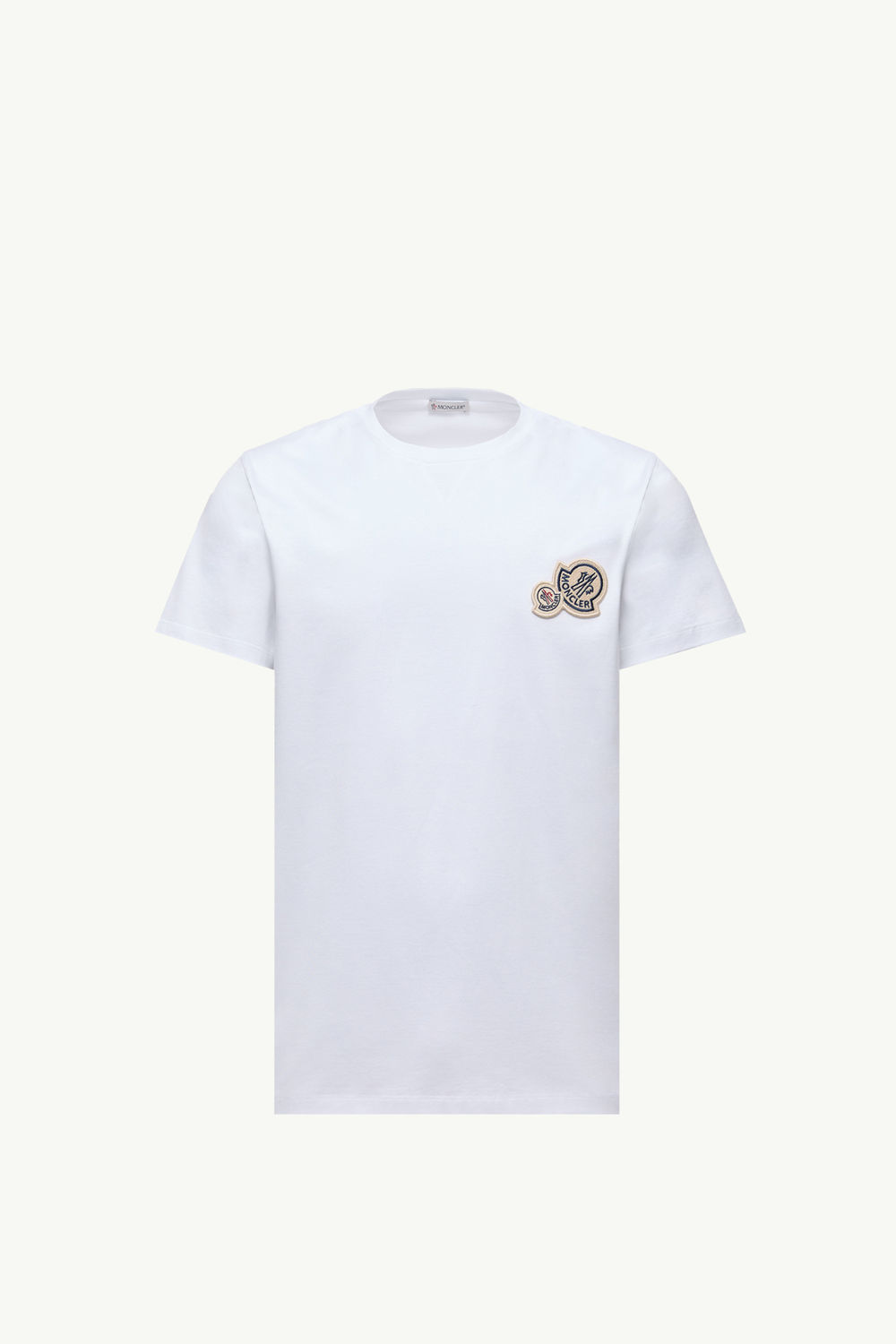 Double Logo Patch Cotton T-Shirt Men Optical White Moncler 2