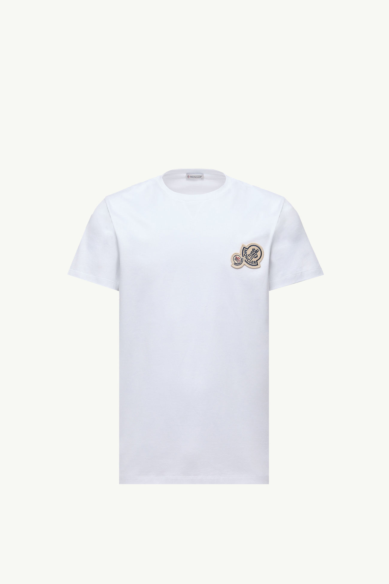 T-Shirt aus Baumwolle mit doppeltem Logoaufnäher Herren Optisches Weiß Moncler 2