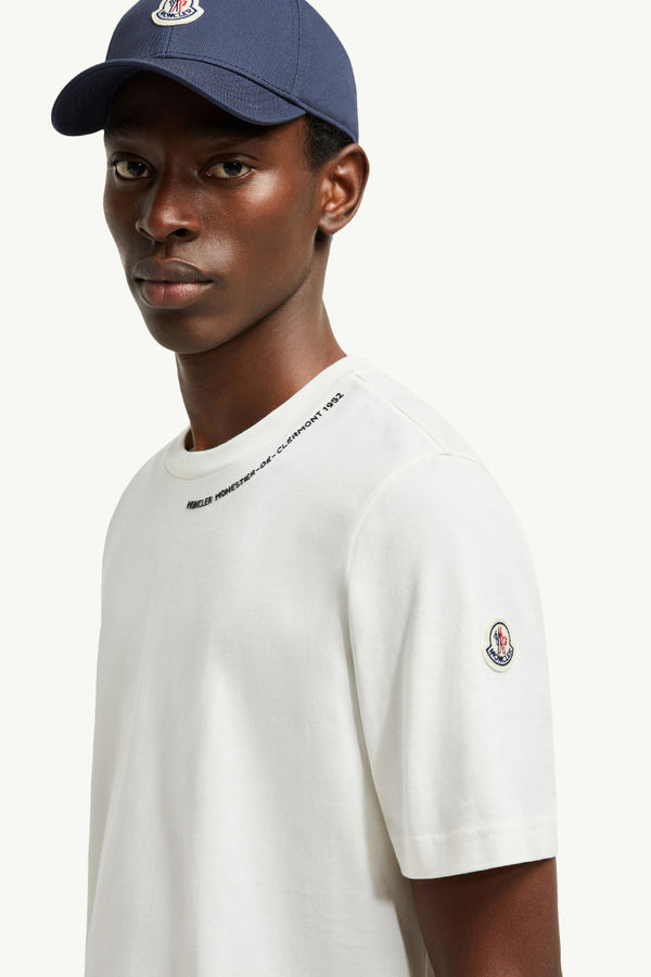 Embossed Logo Cotton T-Shirt Men White Moncler 1