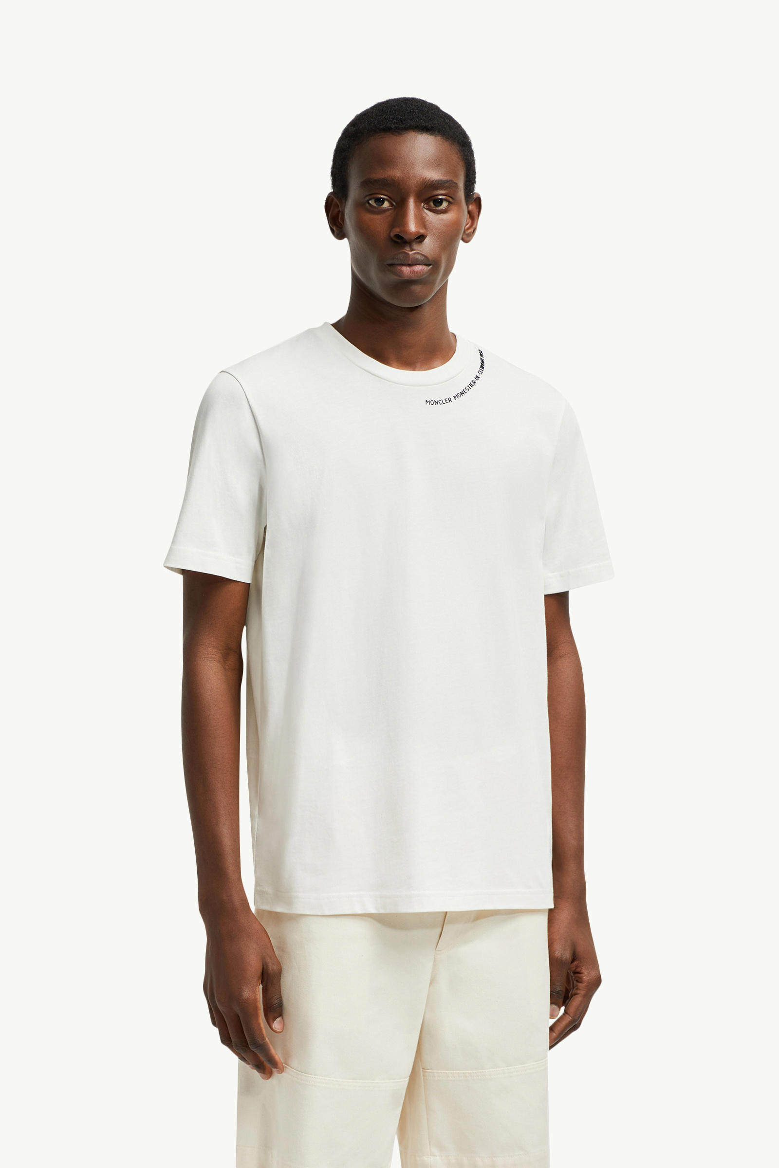 Embossed Logo Cotton T-Shirt Men White Moncler 3
