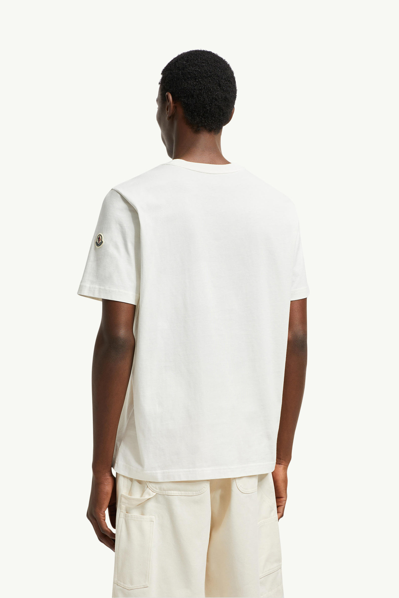 Embossed Logo Cotton T-Shirt Men White Moncler 4