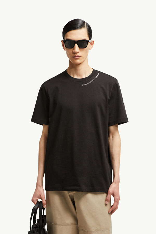 T-shirt en coton à logo embossé Hommes Noir Moncler 0