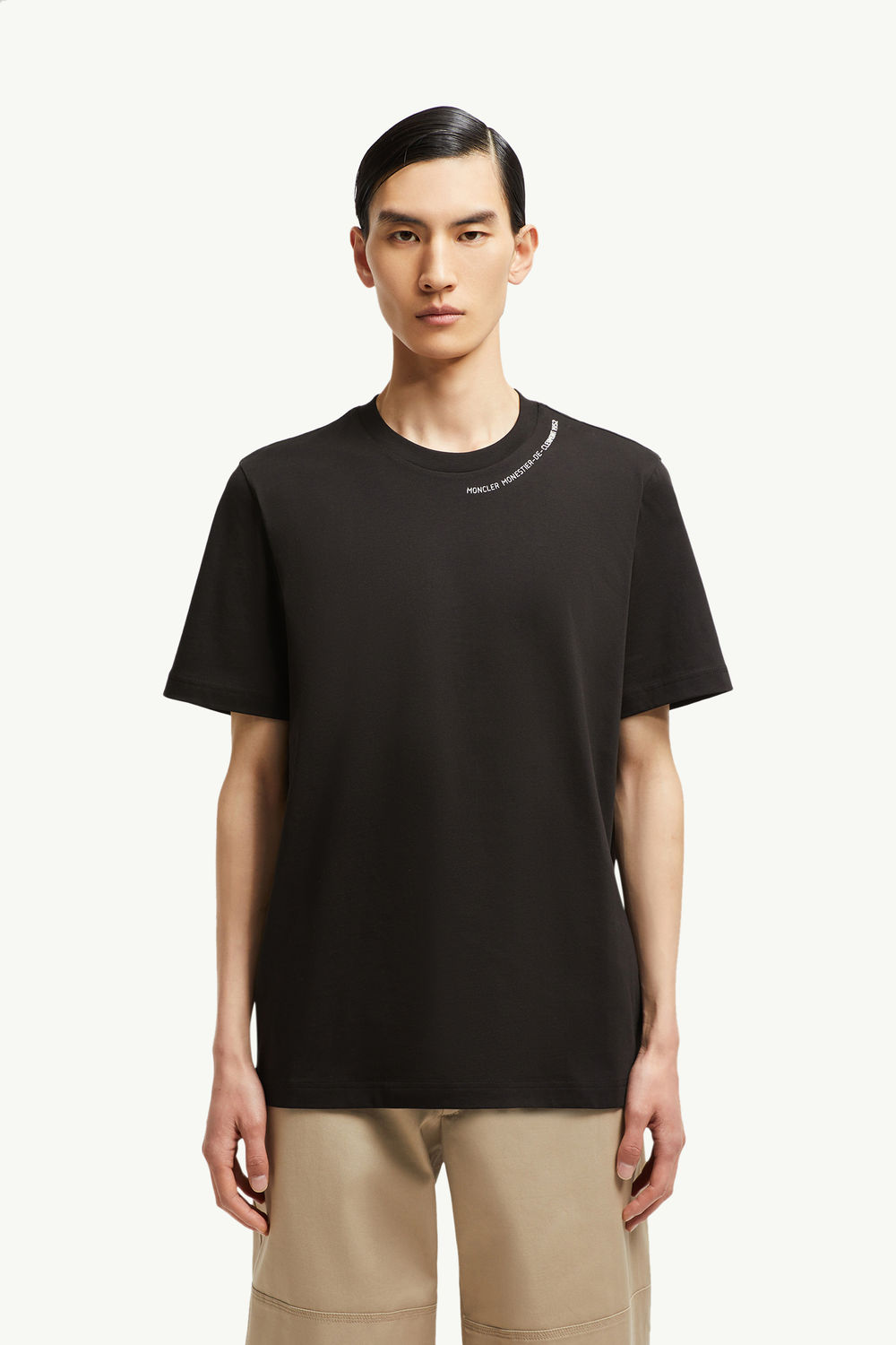 T-shirt en coton à logo embossé Hommes Noir Moncler 3