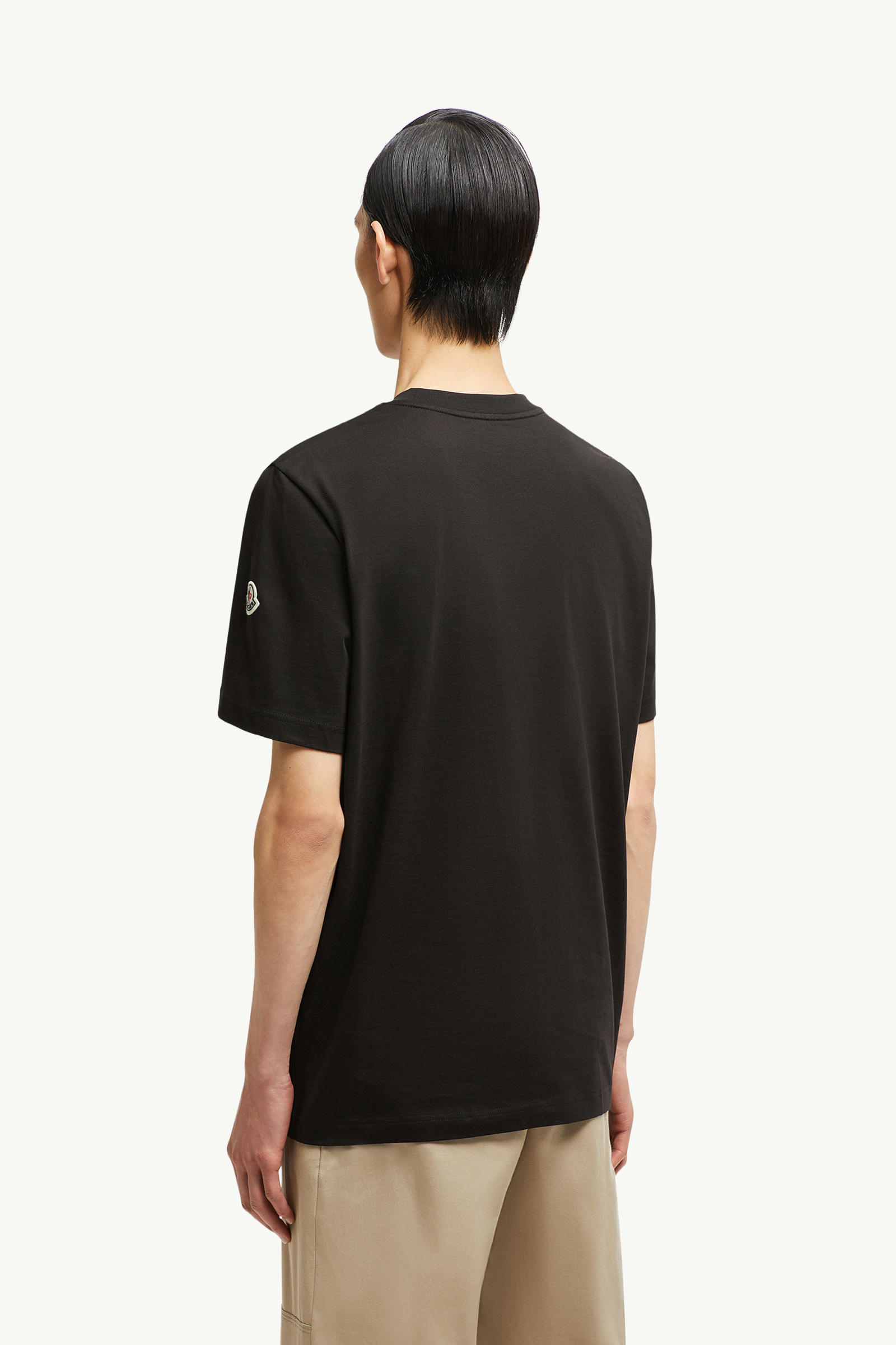 Embossed Logo Cotton T-Shirt Men Black Moncler 4