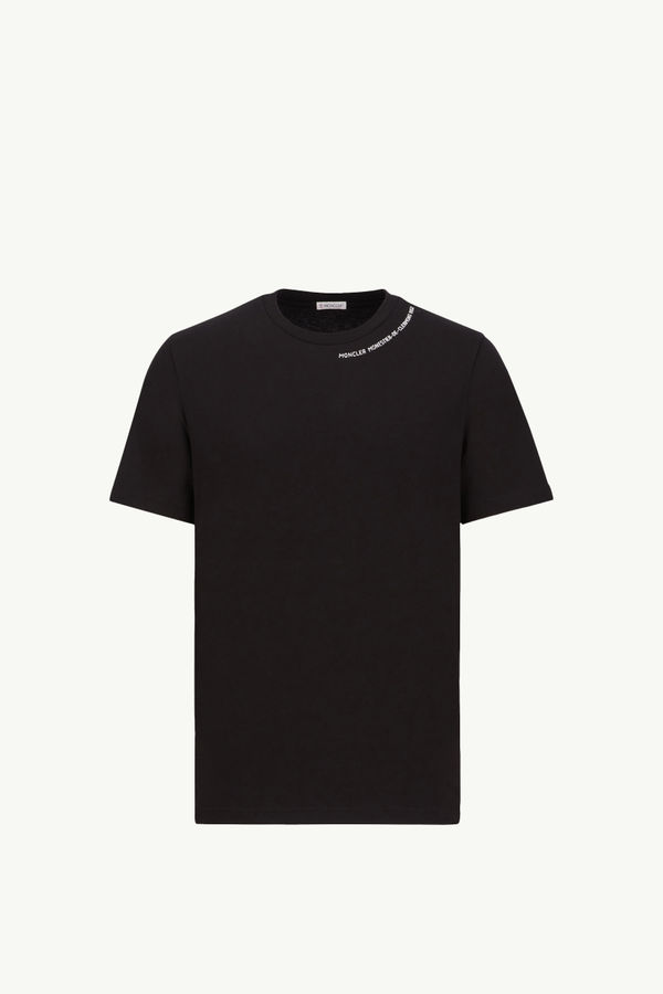 Embossed Logo Cotton T-Shirt Men Black Moncler 2