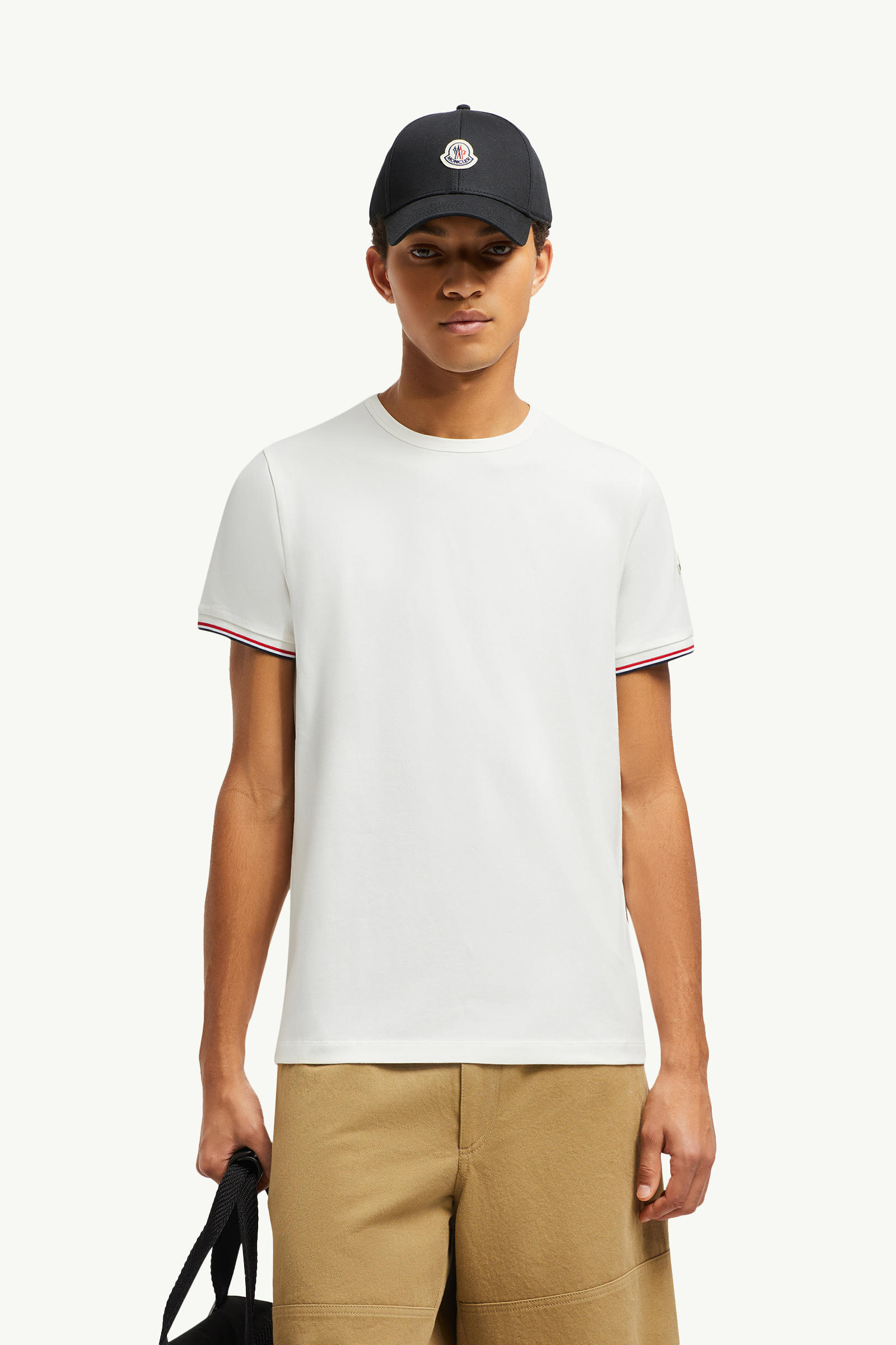 Tricolor-Trimmed Cotton T-Shirt Men Off White Moncler 0