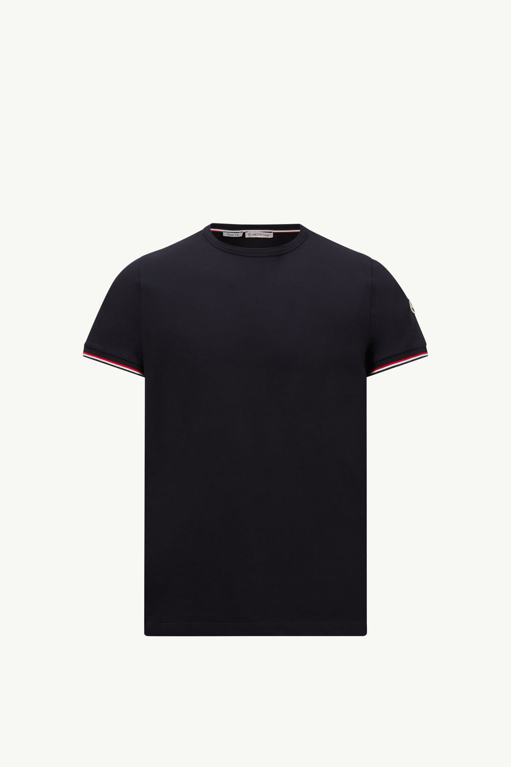 Tricolor-Trimmed Cotton T-Shirt Men Night Blue Moncler 2
