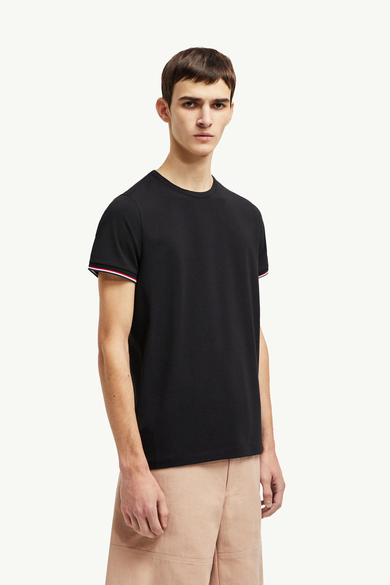 Tricolor-Trimmed Cotton T-Shirt Men Black Moncler 3