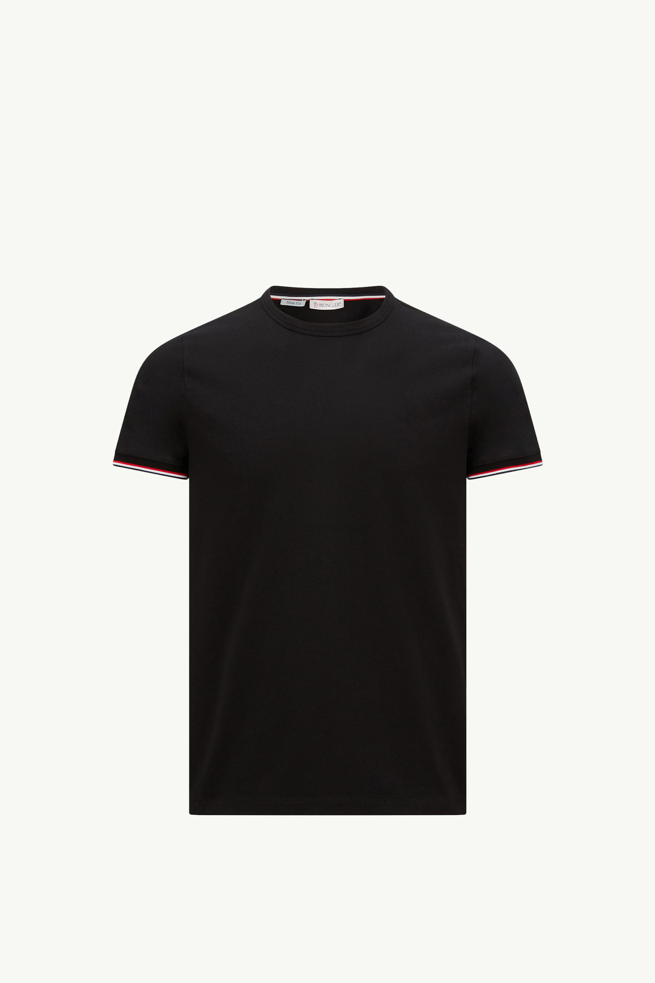 T-shirt en coton à bordure tricolore Hommes Noir Moncler 2