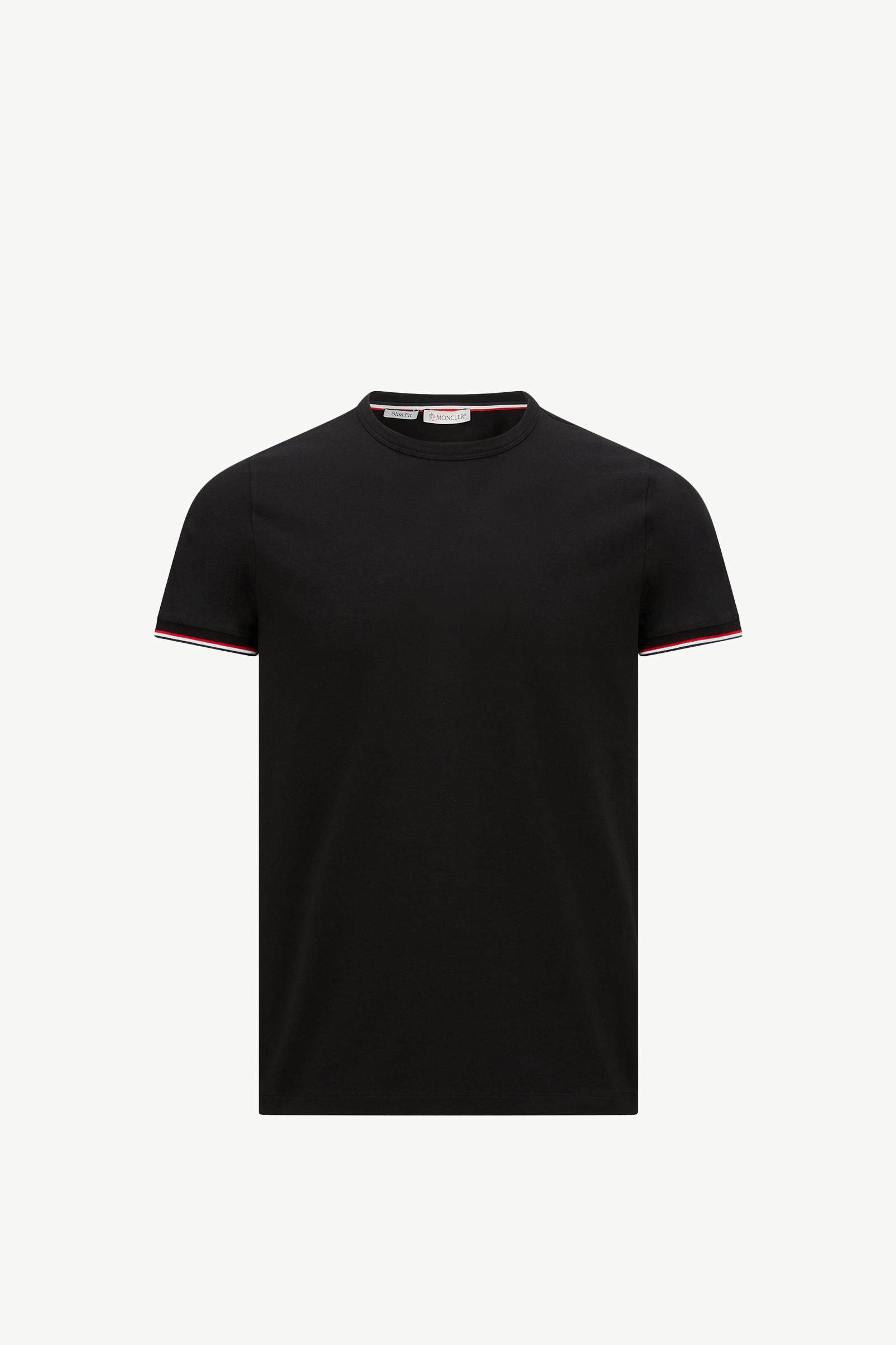 Black Tricolor-Trimmed Cotton T-Shirt - Polos & T-shirts for Black Tricolor-Trimmed Cotton T-Shirt - Polos & T-shirts for