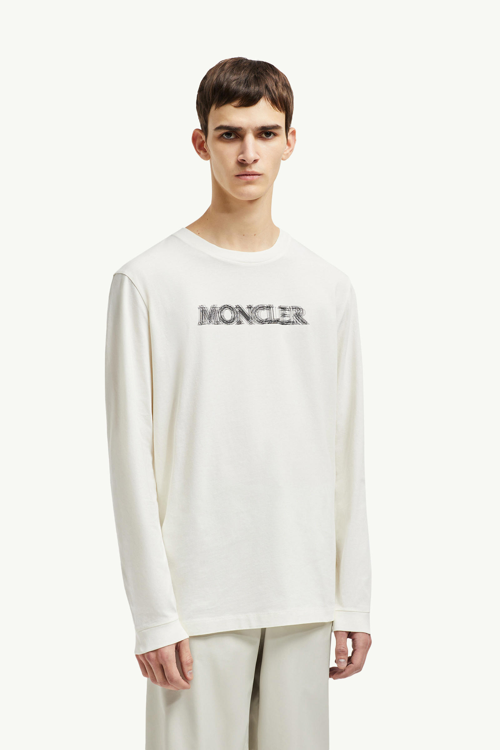 Blurred Logo Long Sleeve T-Shirt Men White Moncler 3