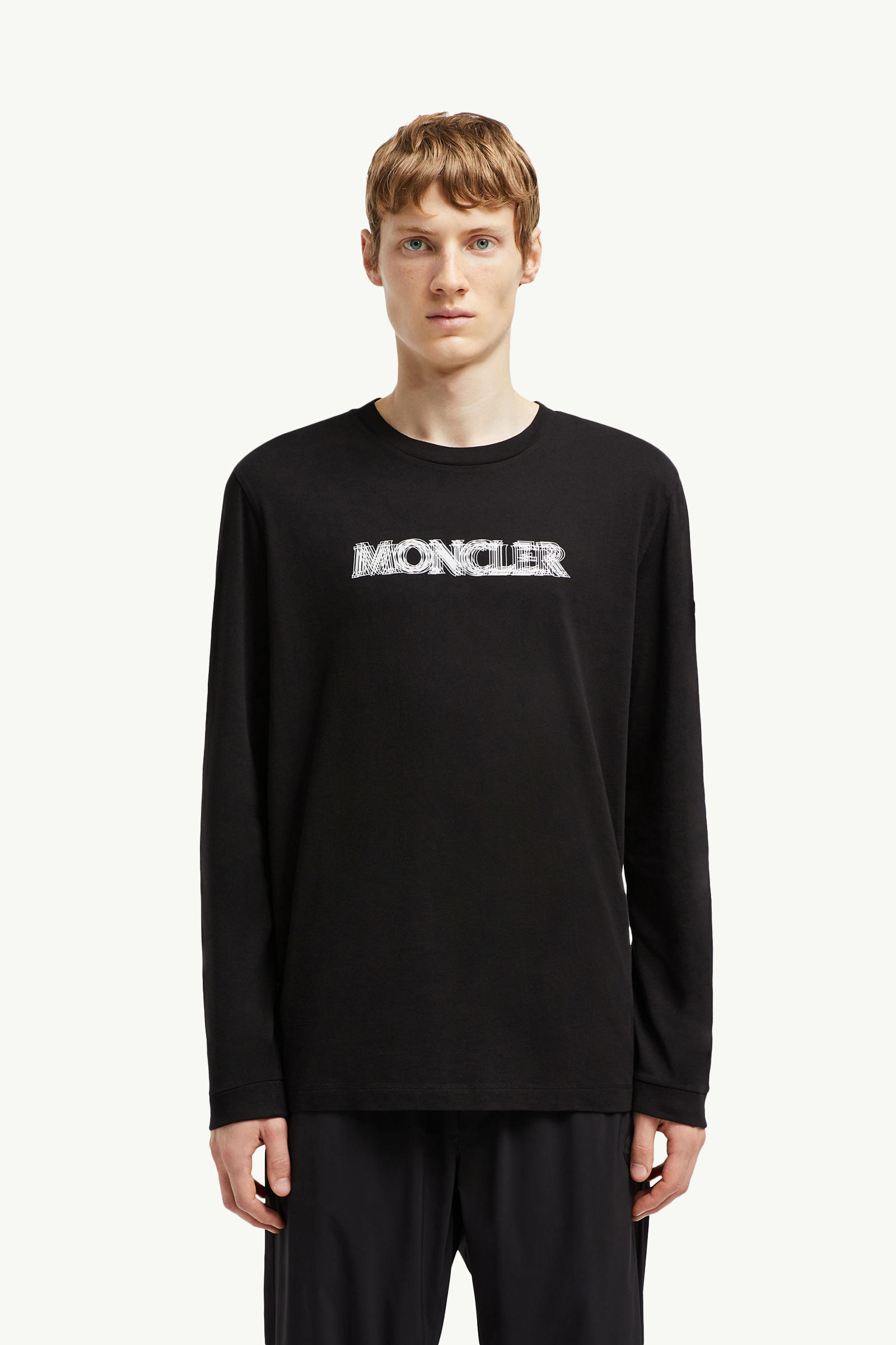 Blurred Logo Long Sleeve T-Shirt Men Black Moncler 3